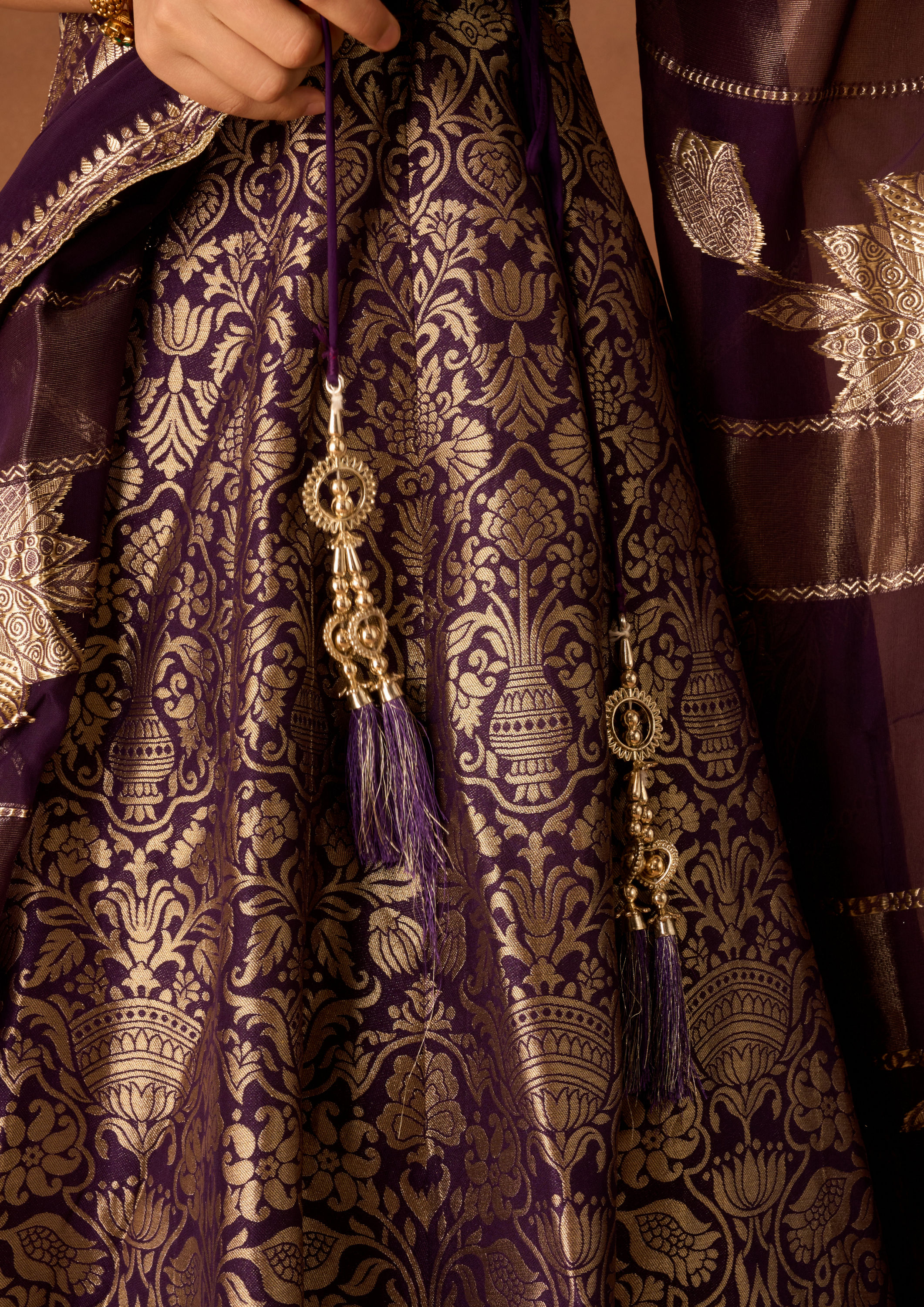 Twamev Women Purple Art Silk Lehenga with Embroidery