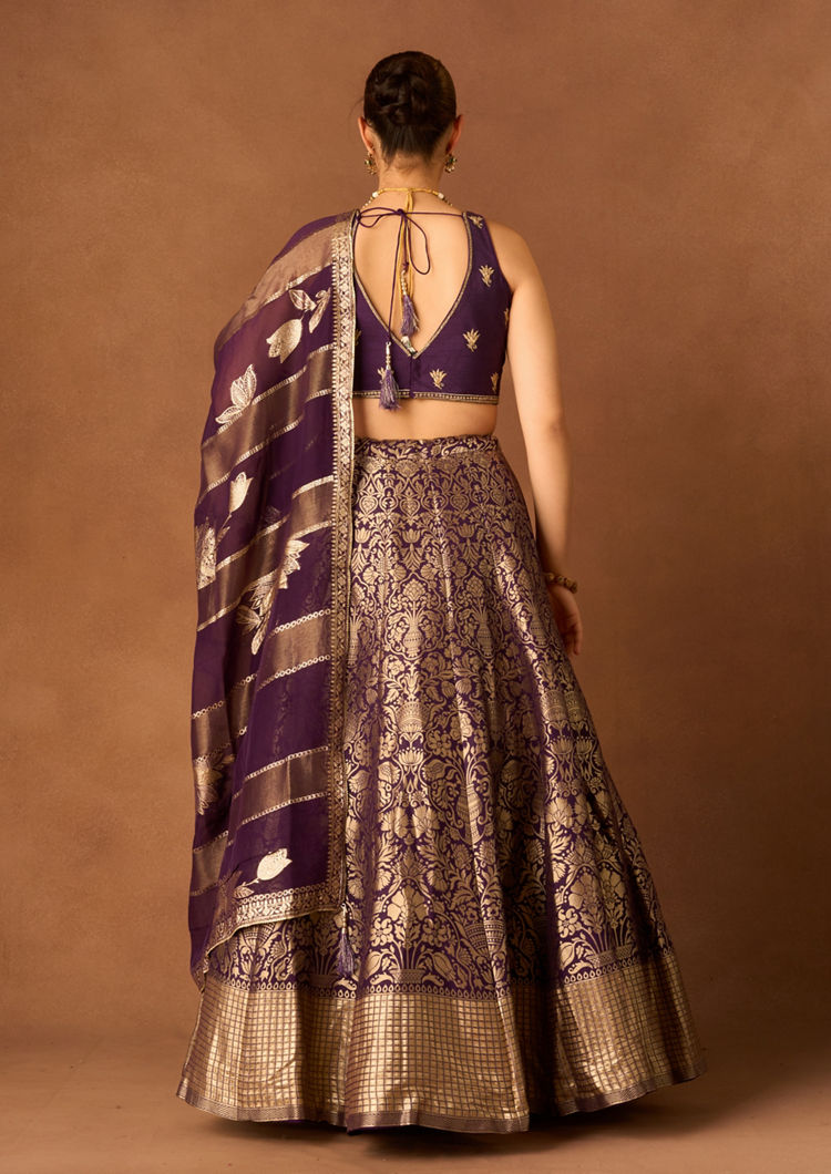 Twamev Women Purple Art Silk Lehenga with Embroidery