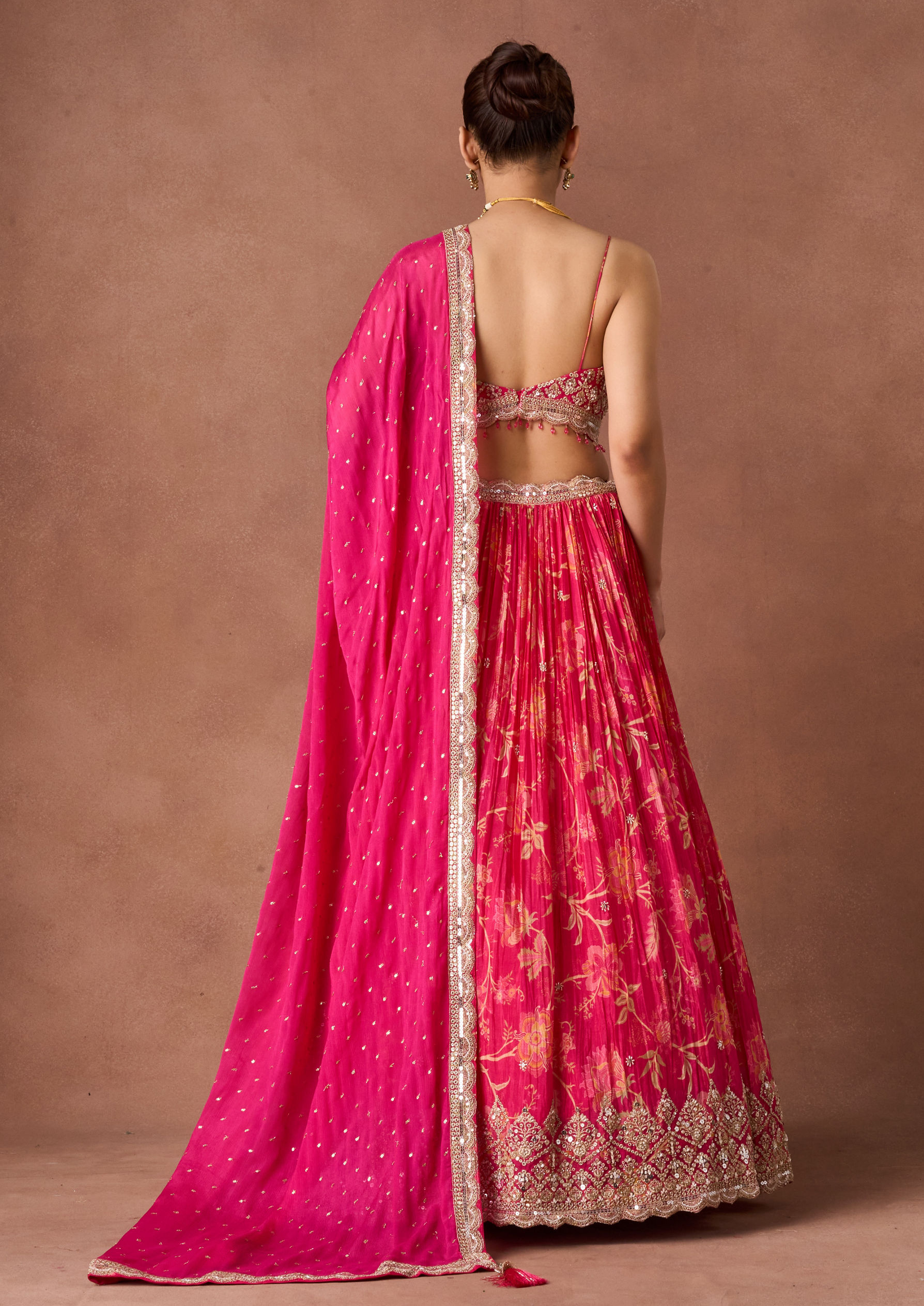 Twamev Women Pink Art Silk Lehenga Set