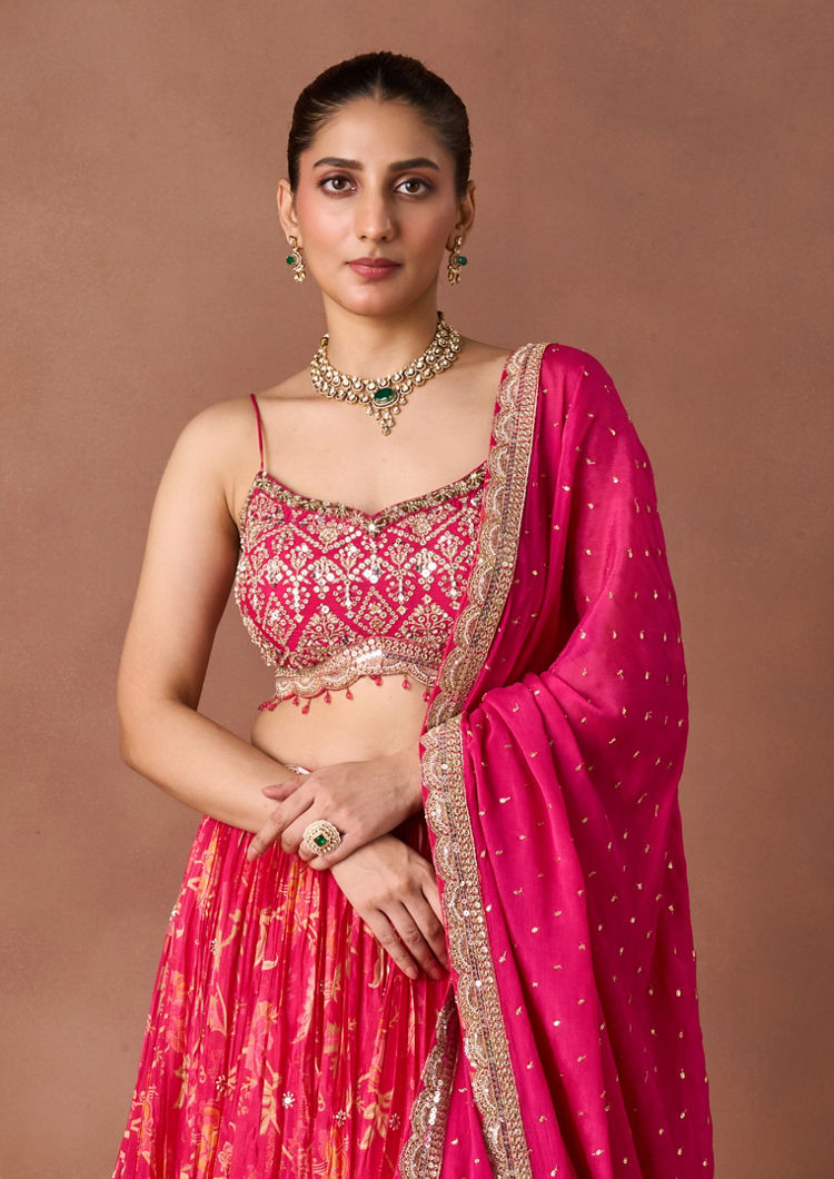 Twamev Women Pink Art Silk Lehenga Set