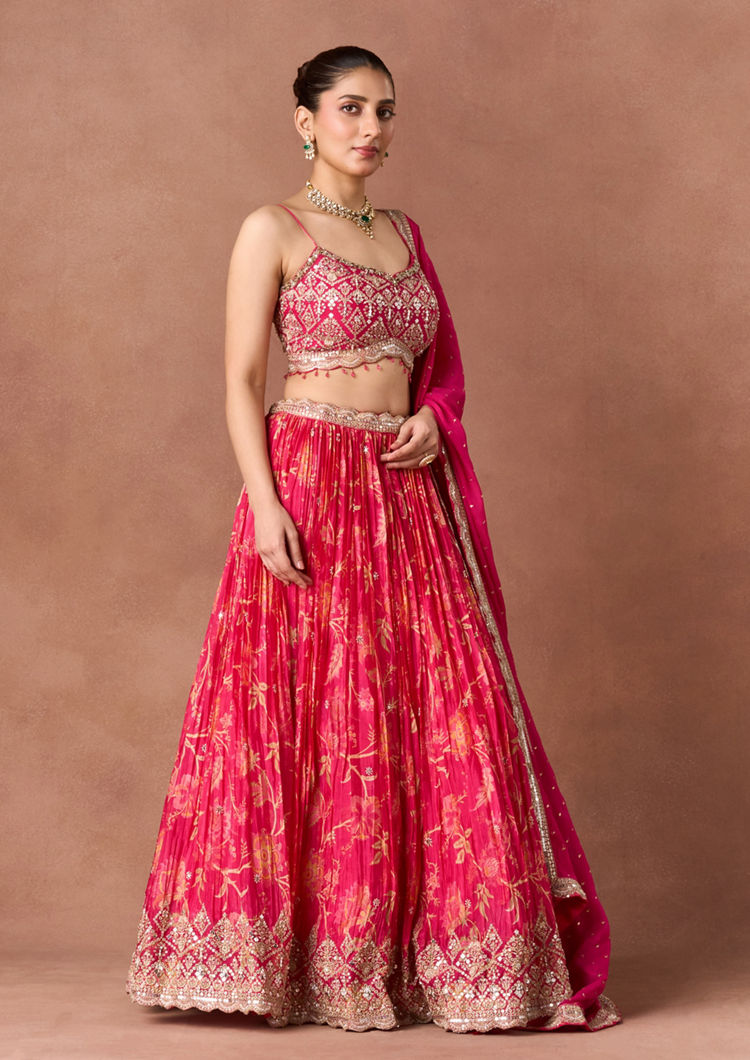 Twamev Women Pink Art Silk Lehenga Set