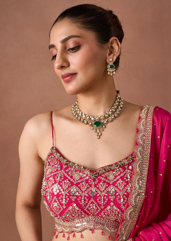 Twamev Women Pink Art Silk Lehenga Set