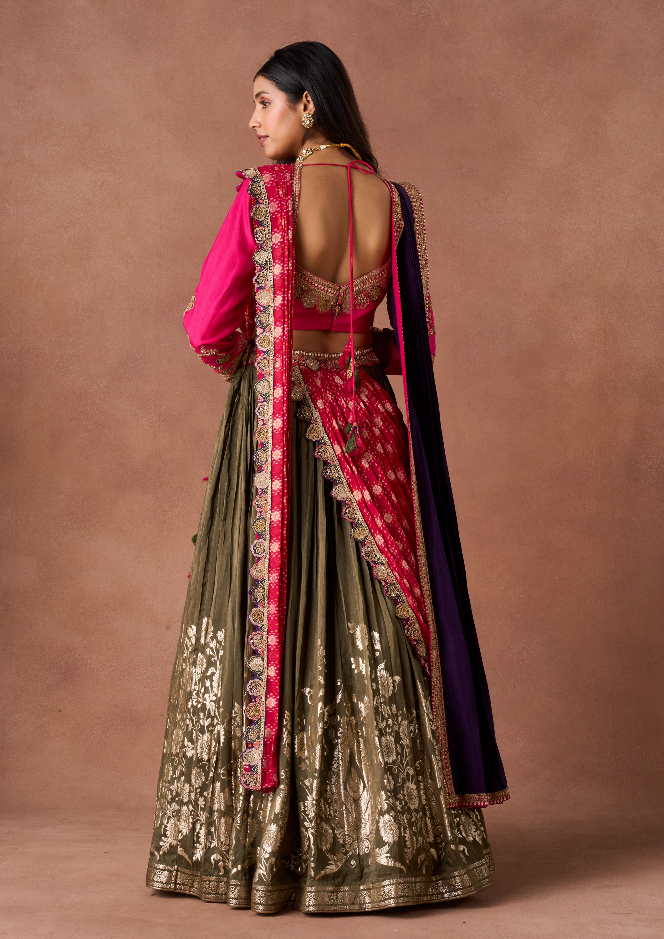 Twamev Women Mehendi Rani Embroidered Lehenga