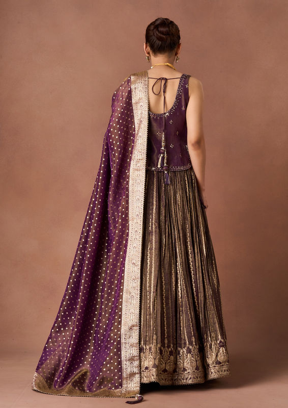 Twamev Women Royal Purple Sequin Lehenga