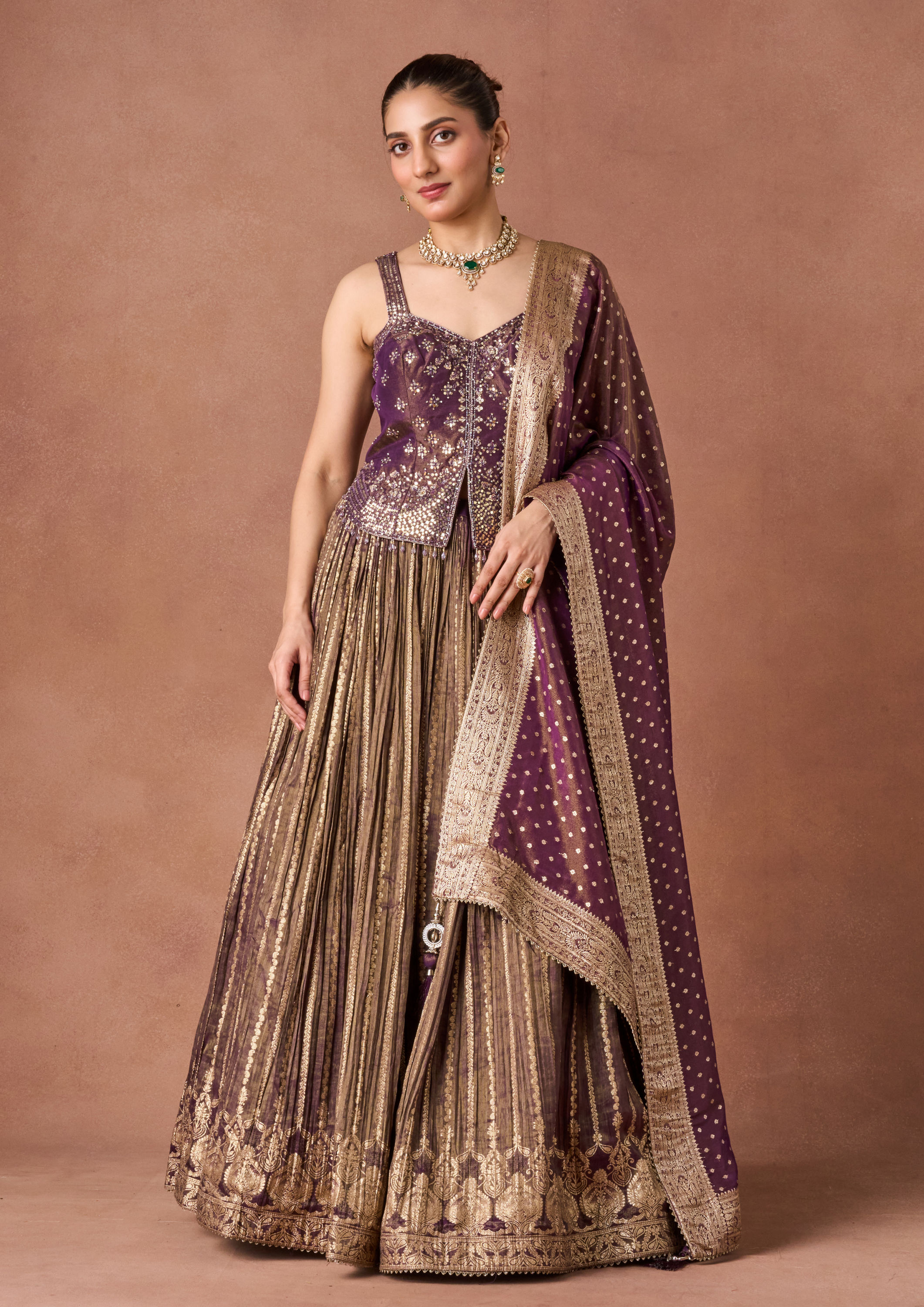 Twamev Women Royal Purple Sequin Lehenga
