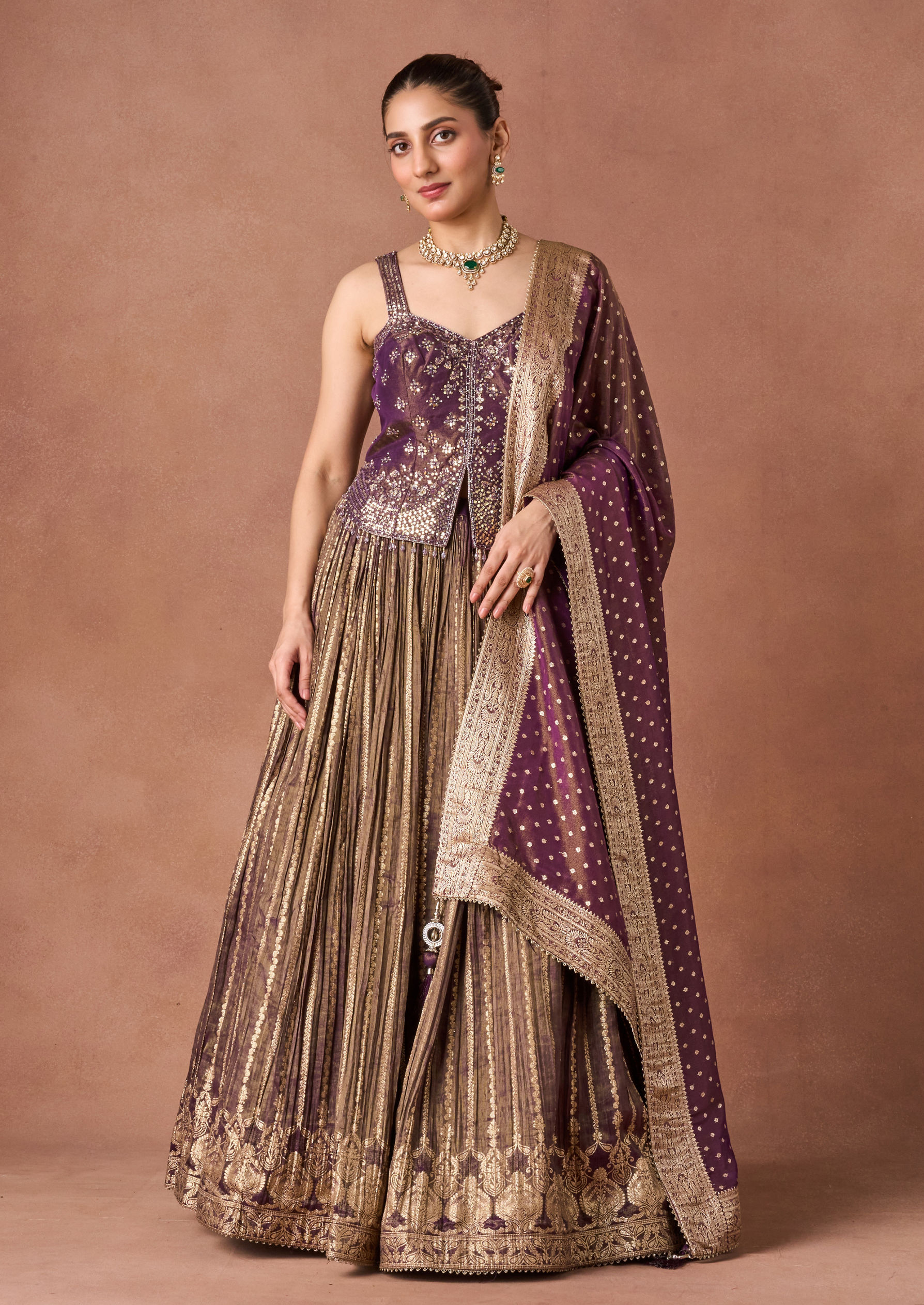Twamev Women Royal Purple Sequin Lehenga