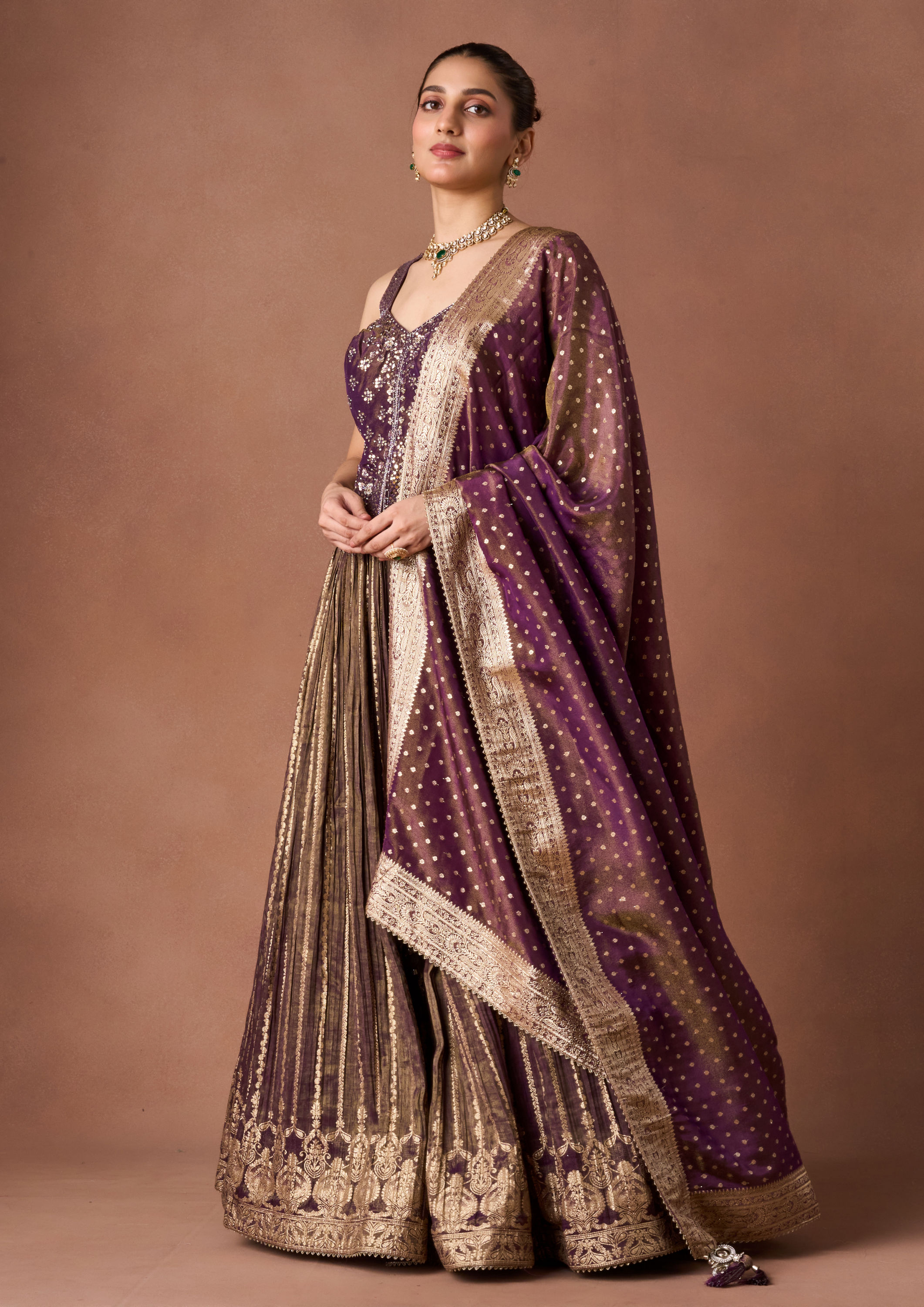 Twamev Women Royal Purple Sequin Lehenga