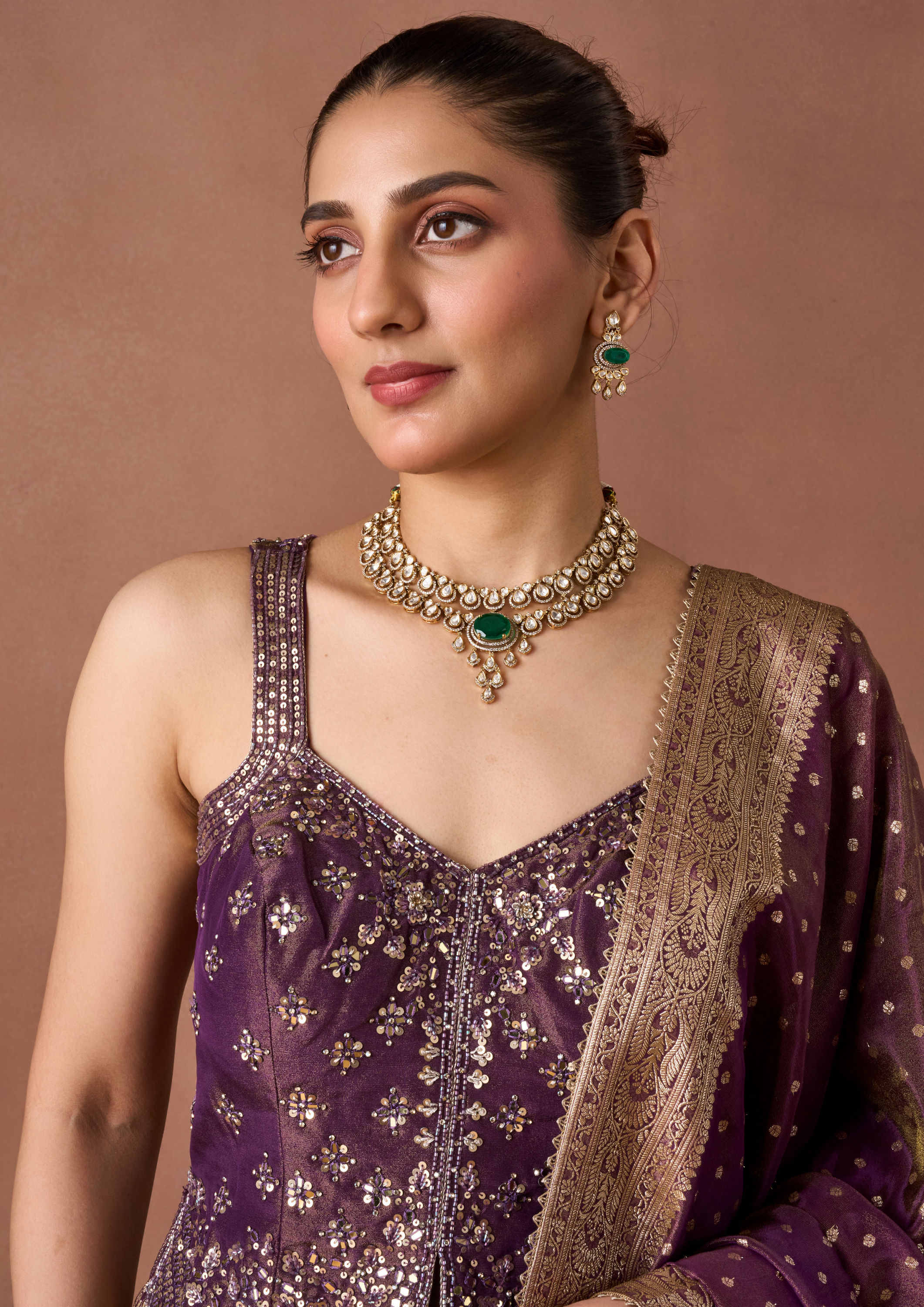 Twamev Women Royal Purple Sequin Lehenga