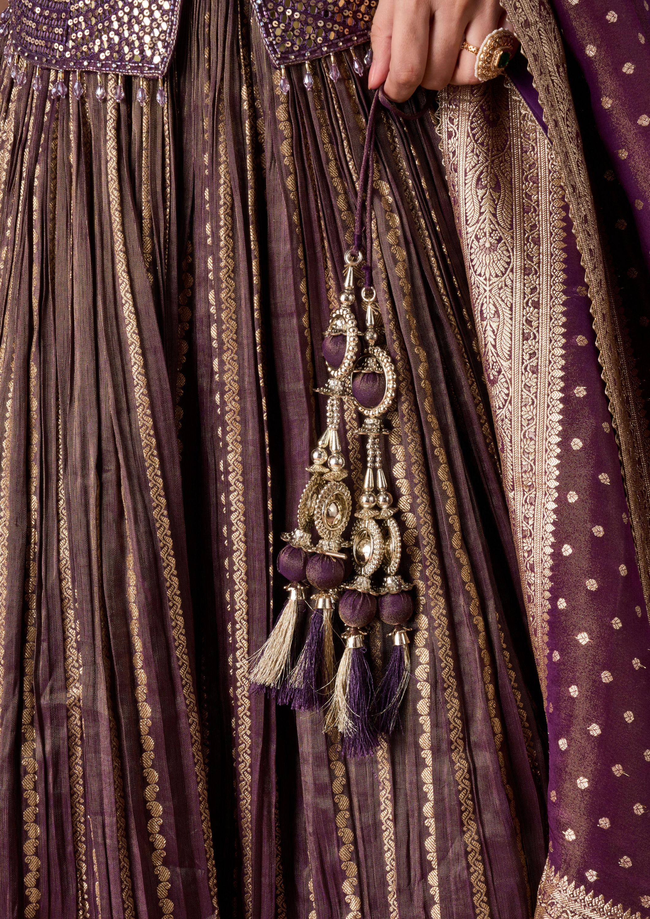 Twamev Women Royal Purple Sequin Lehenga
