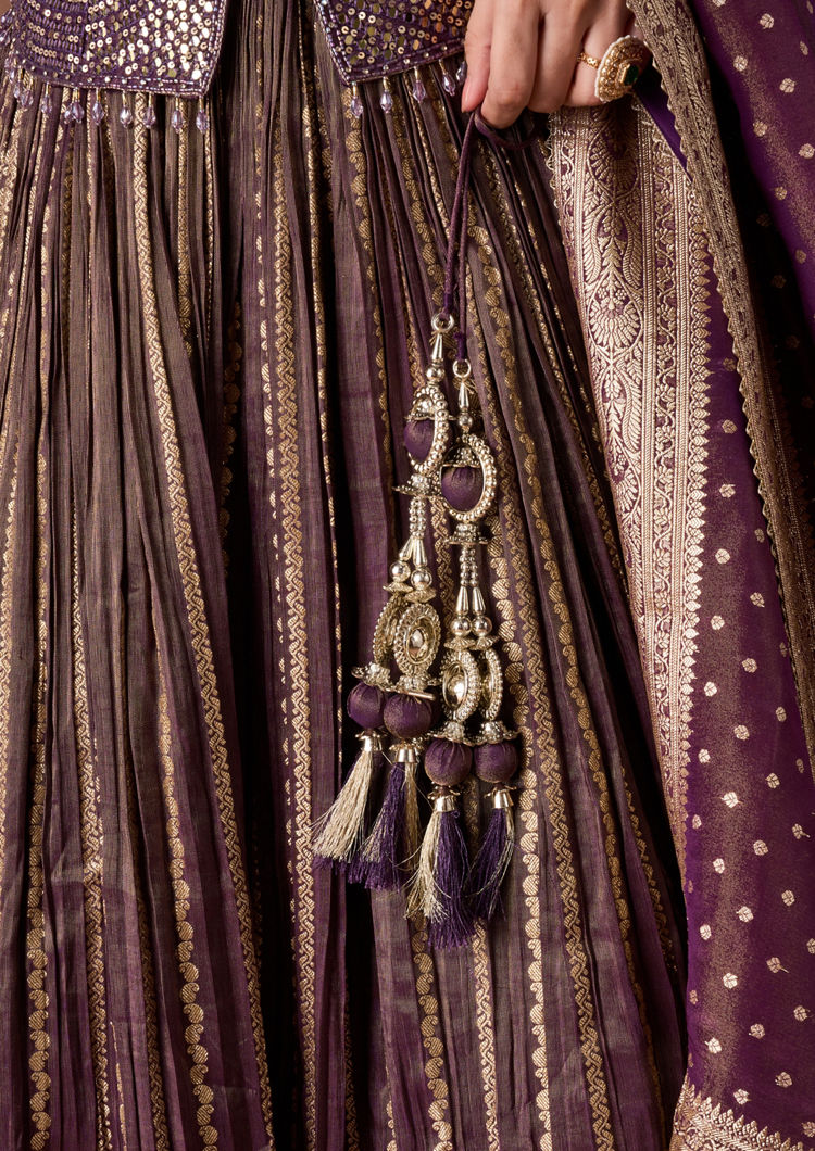 Twamev Women Royal Purple Sequin Lehenga