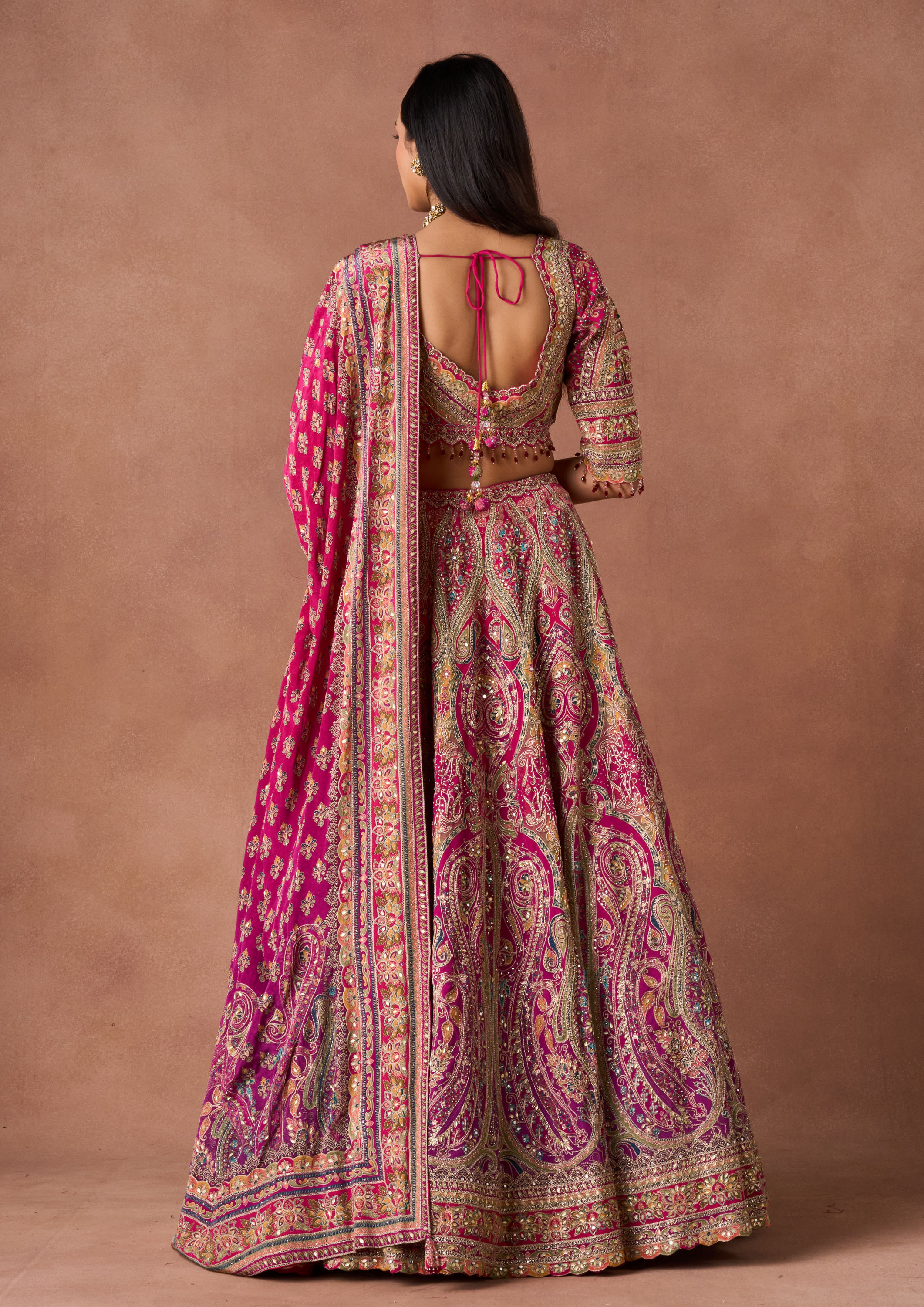Twamev Women Rani Purple Embroidered Lehenga
