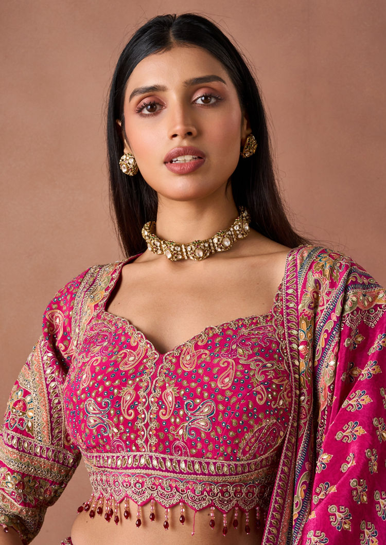Twamev Women Rani Purple Embroidered Lehenga