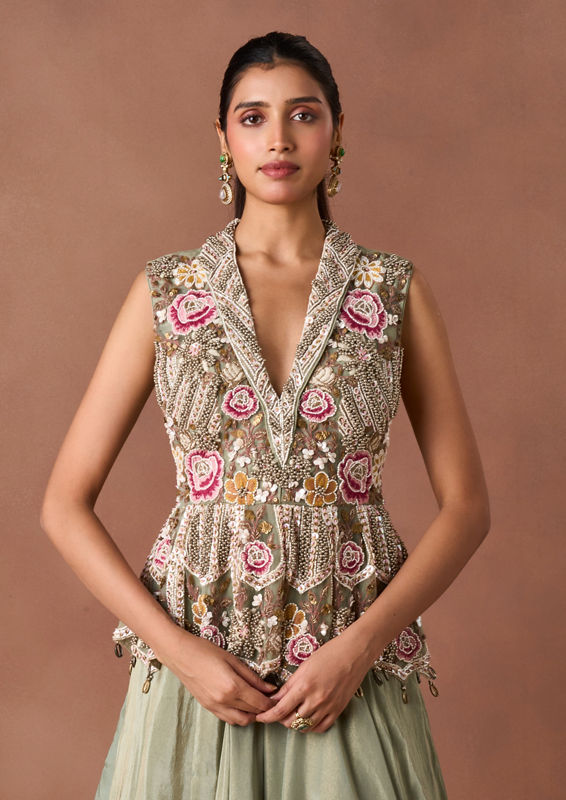 Twamev Women Green Art Silk Lehenga Set
