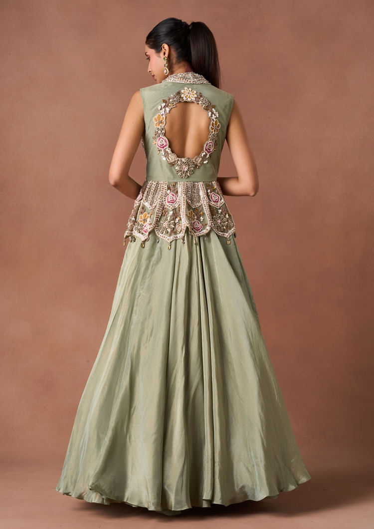Twamev Women Green Art Silk Lehenga Set