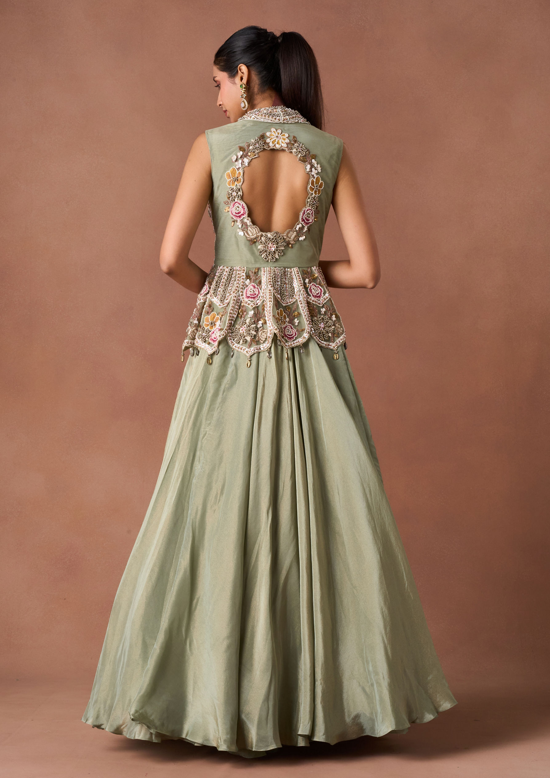 Twamev Women Green Art Silk Lehenga Set