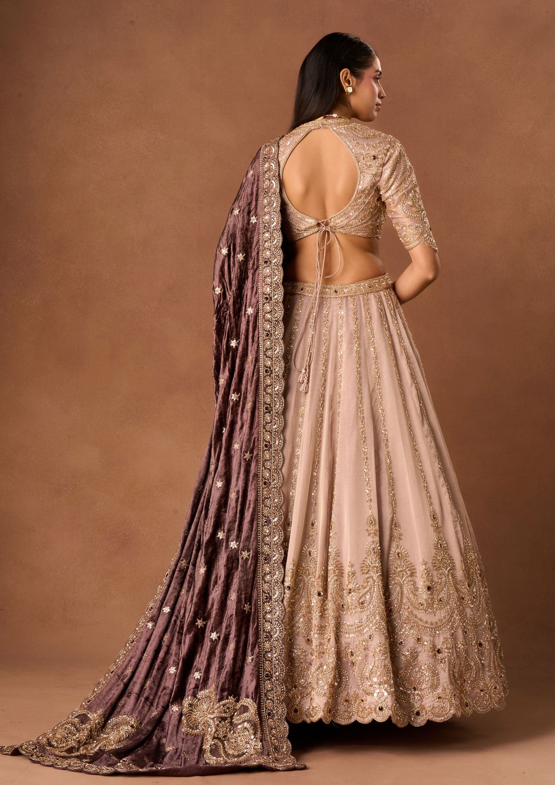 Twamev Women Purple Tissue Lehenga with Embroidery