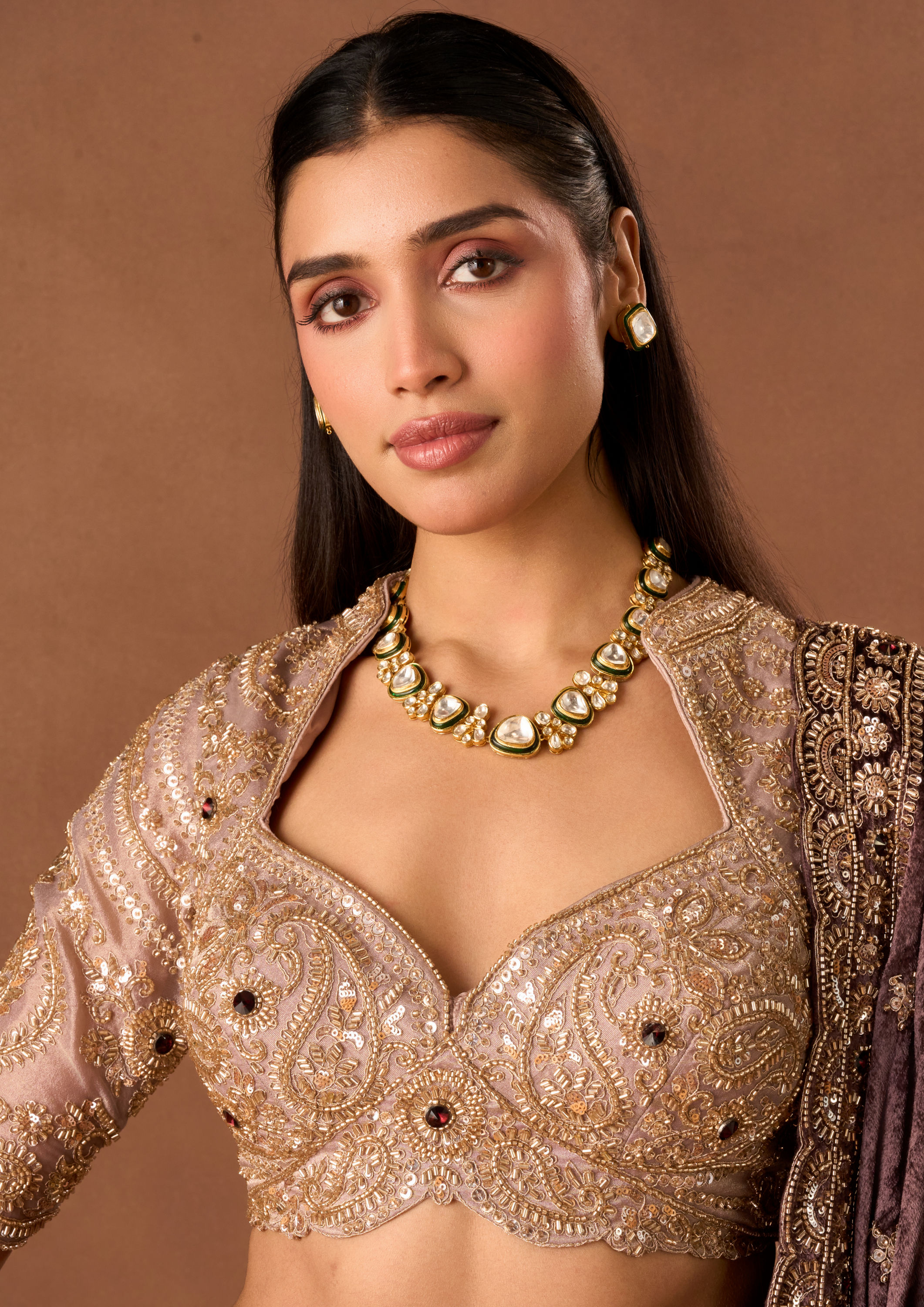 Twamev Women Purple Tissue Lehenga with Embroidery
