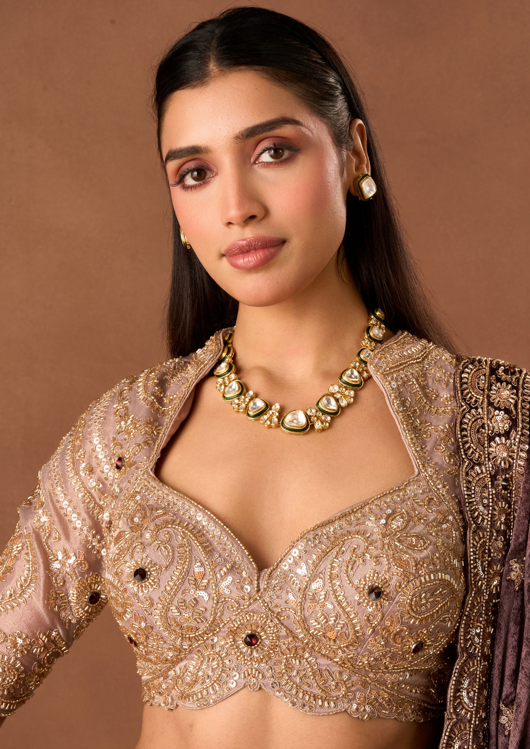 Twamev Women Purple Tissue Lehenga with Embroidery