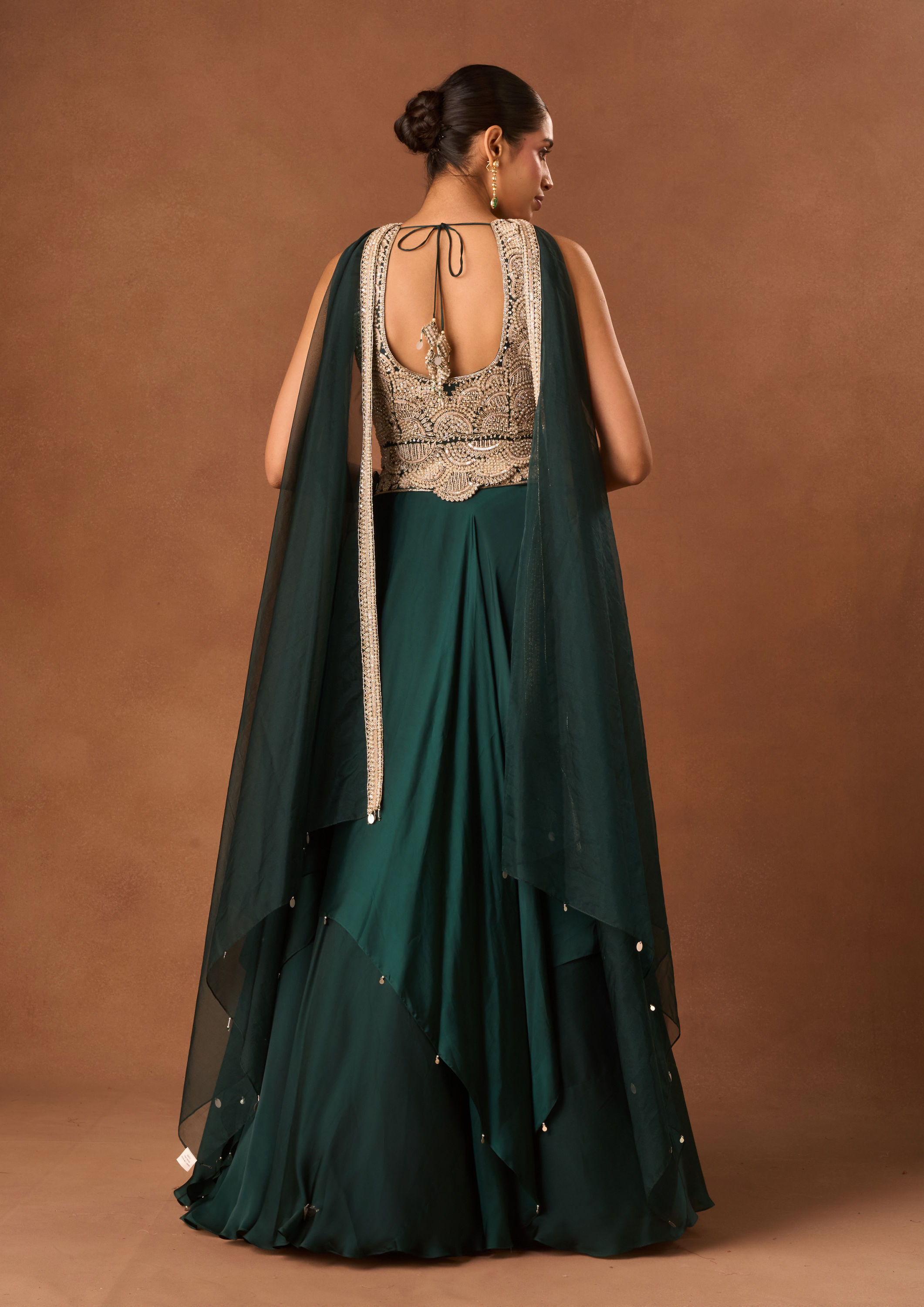 Twamev Women Green Satin Lehenga with Embroidery