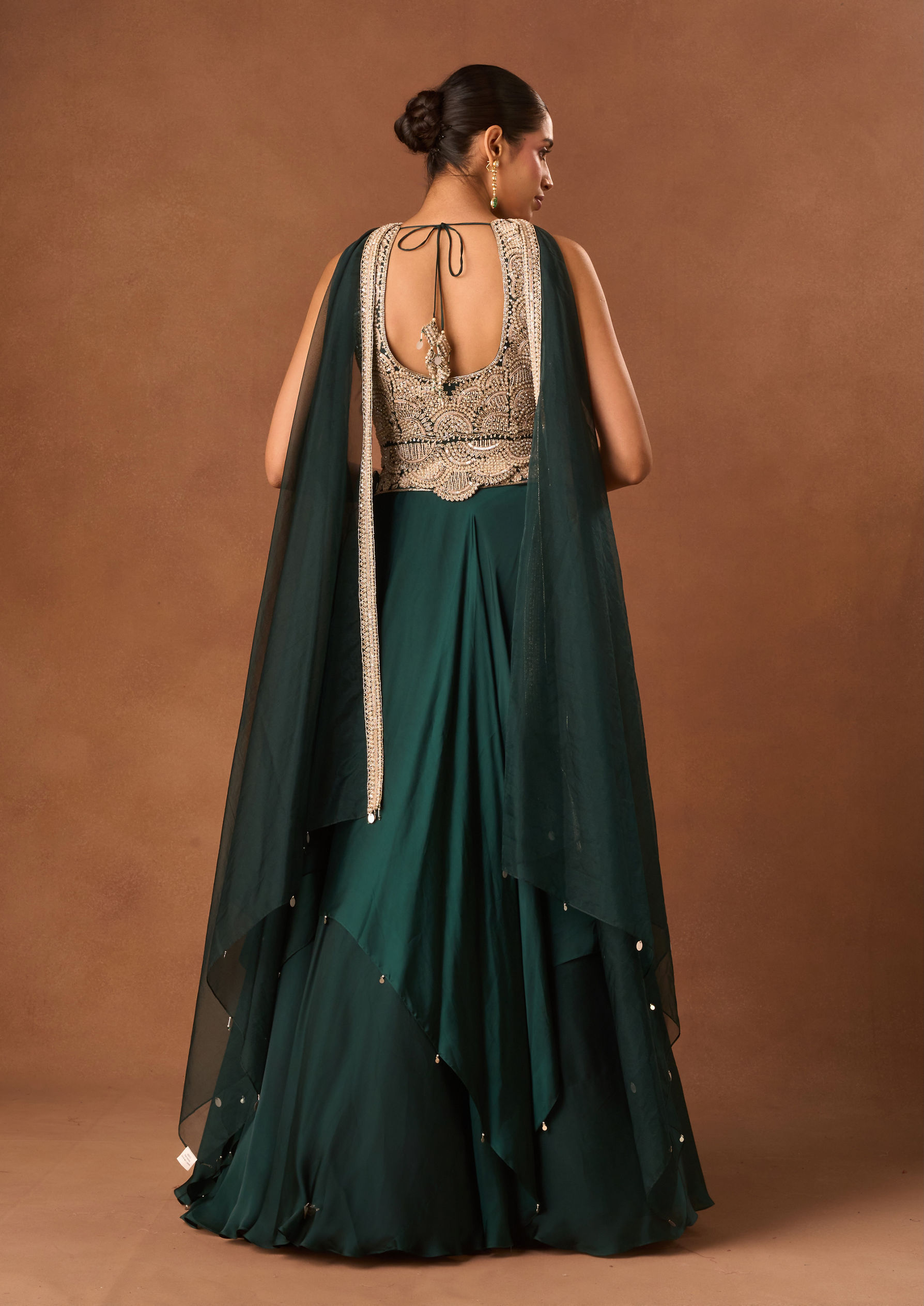 Twamev Women Green Satin Lehenga with Embroidery