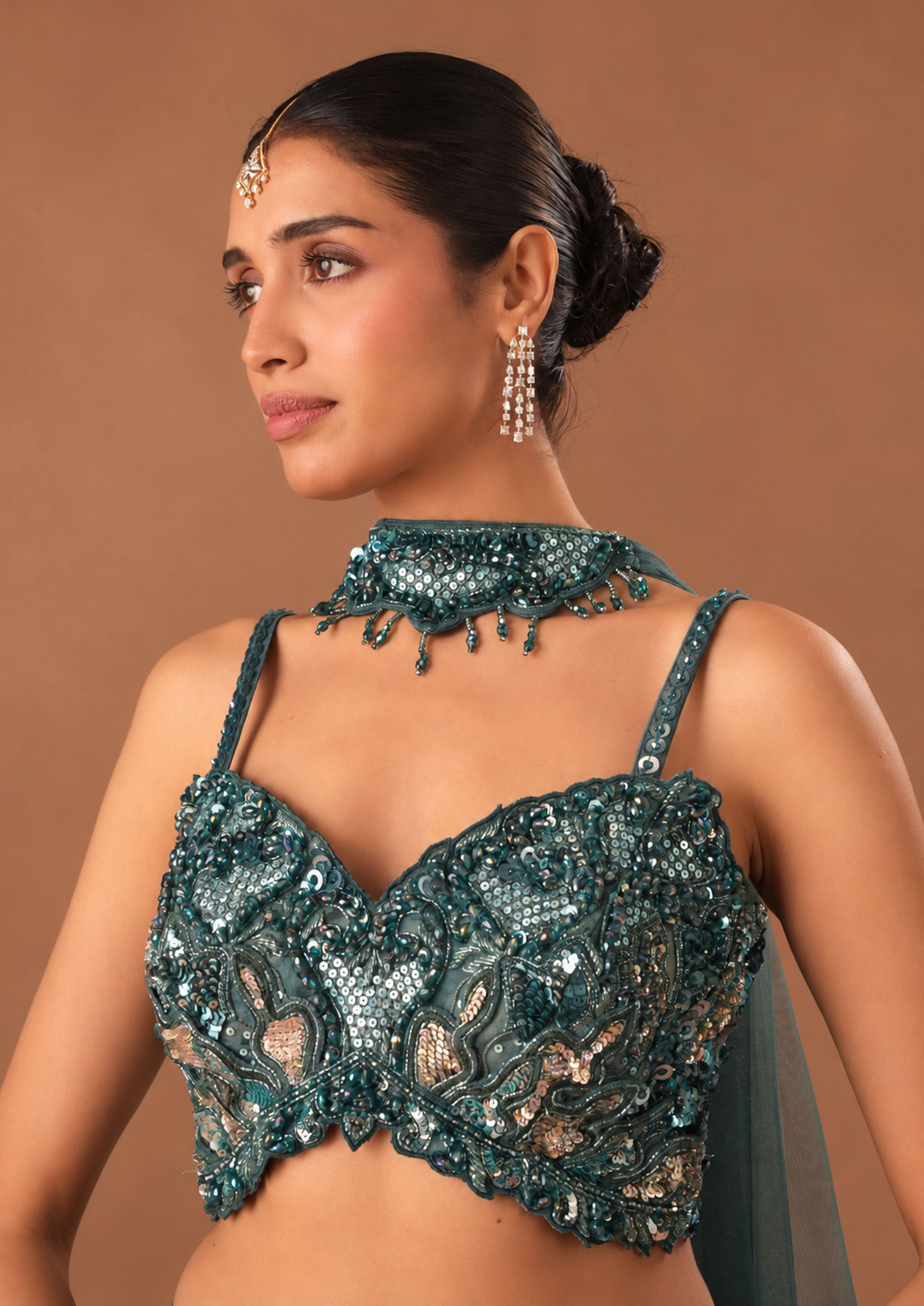 Twamev Women Light Blue Silk Lehenga with Embroidery