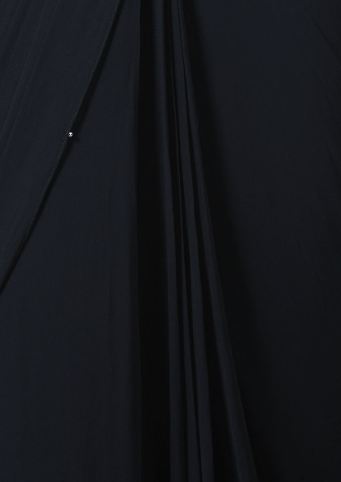 Twamev Women Boho Glamour in Black Georgette Indo Western Saree