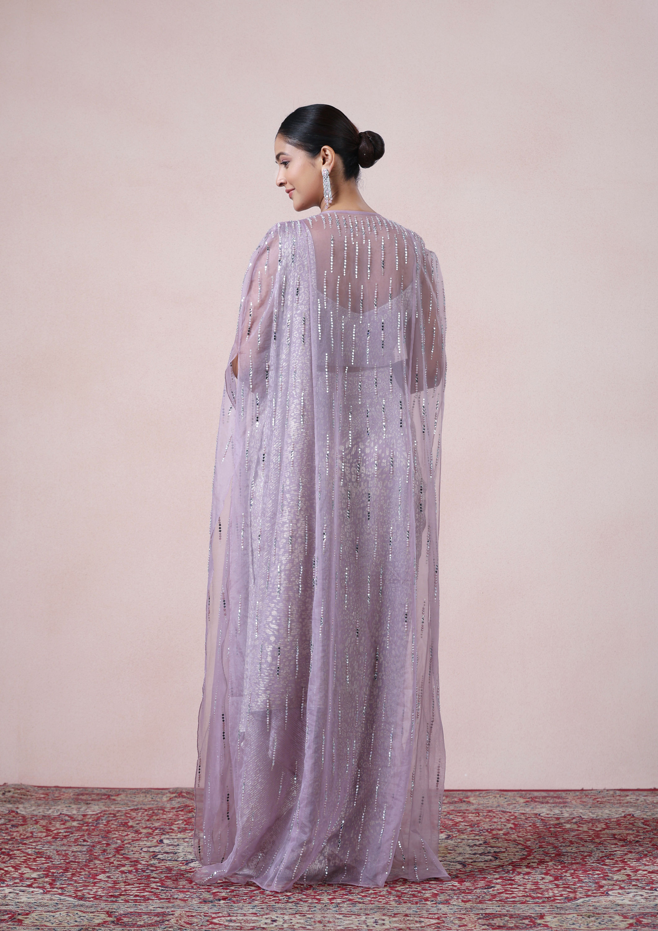 Twamev Women Majestic Purple Net Saree