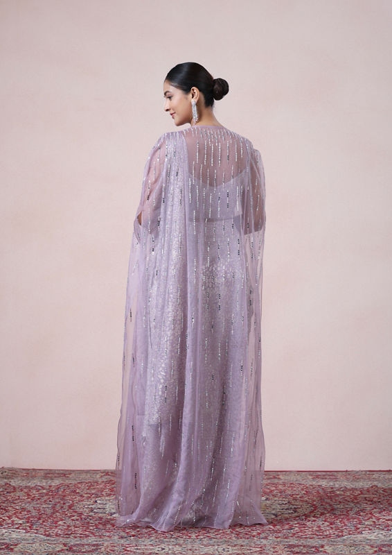 Twamev Women Majestic Purple Net Saree