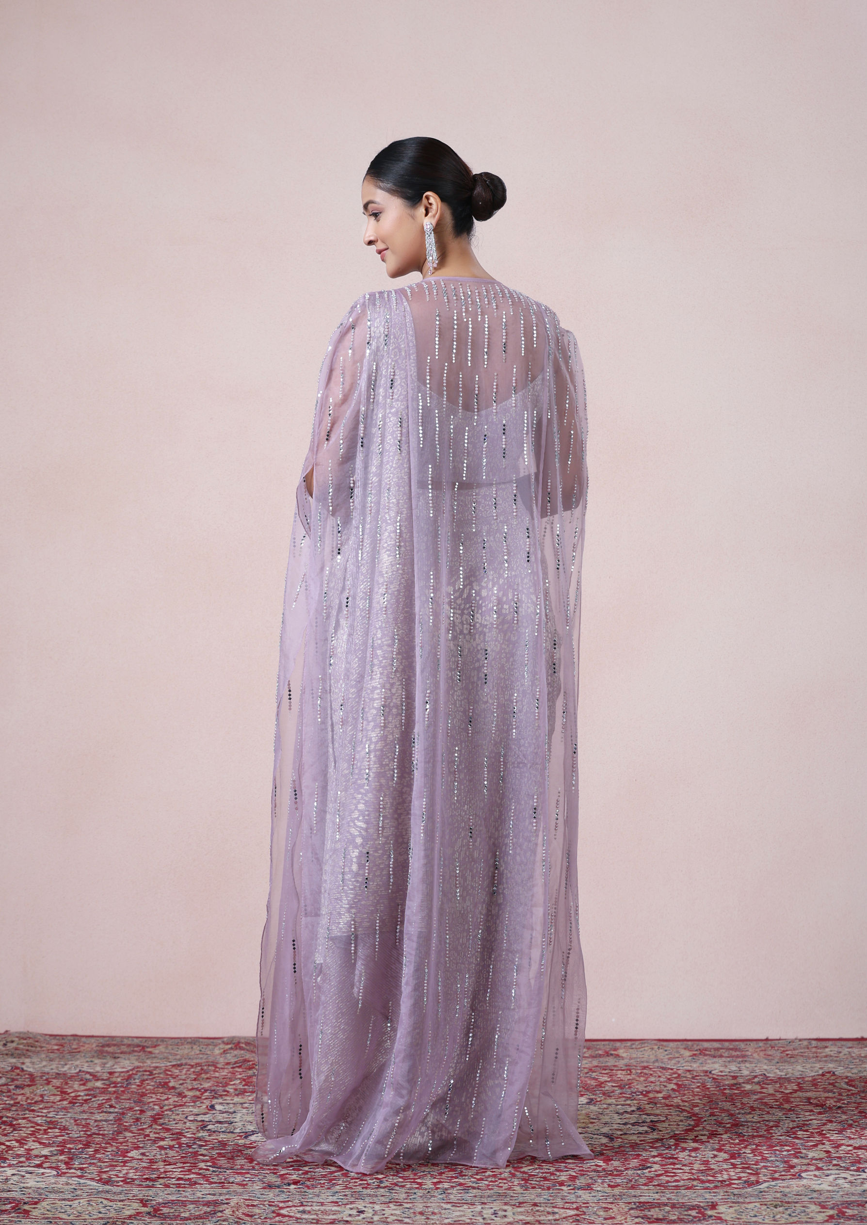 Twamev Women Majestic Purple Net Saree