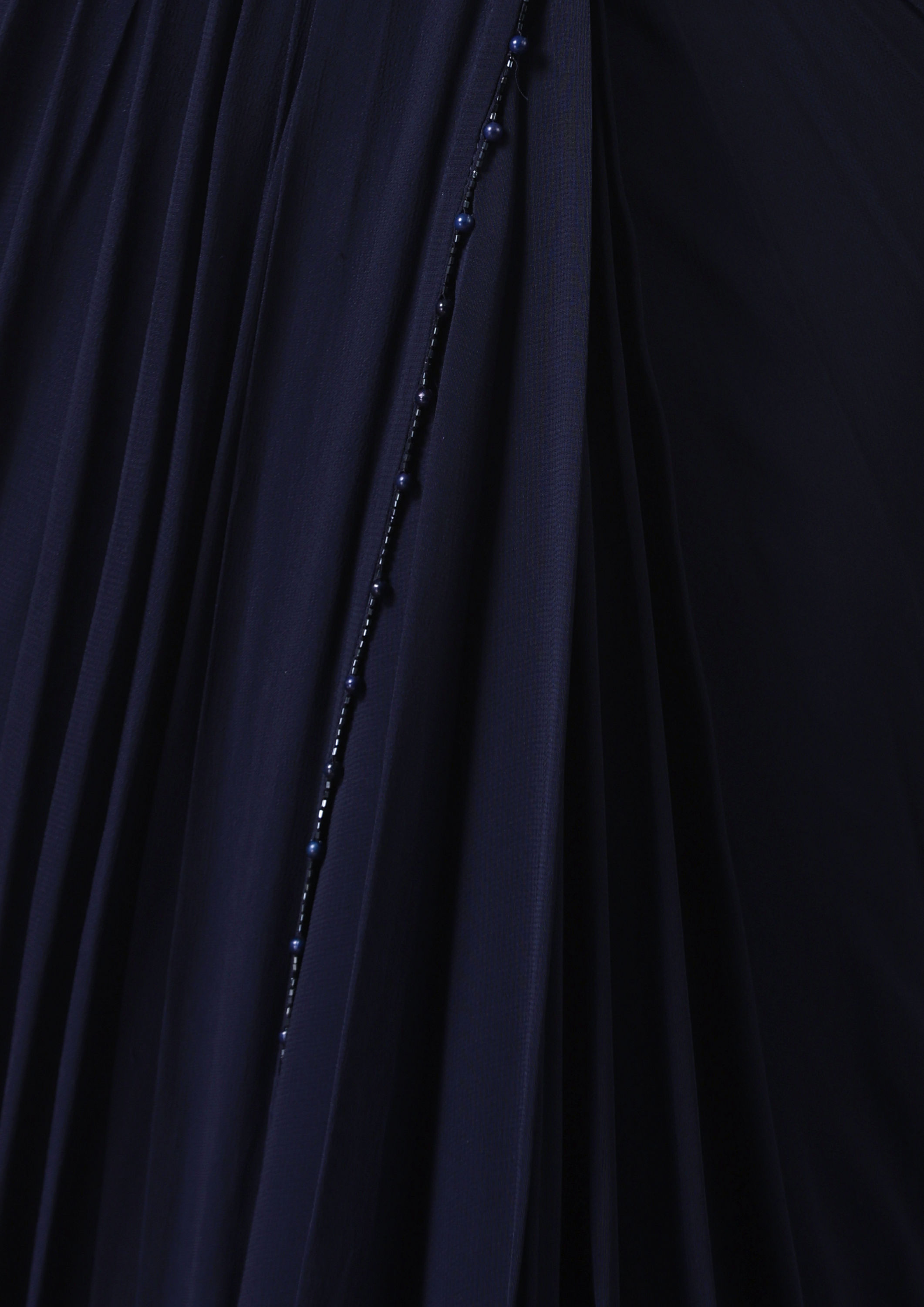 Twamev Women Midnight Elegance in Indigo Blue Georgette Saree