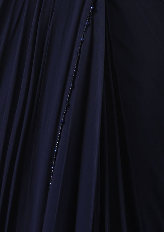 Twamev Women Midnight Elegance in Indigo Blue Georgette Saree