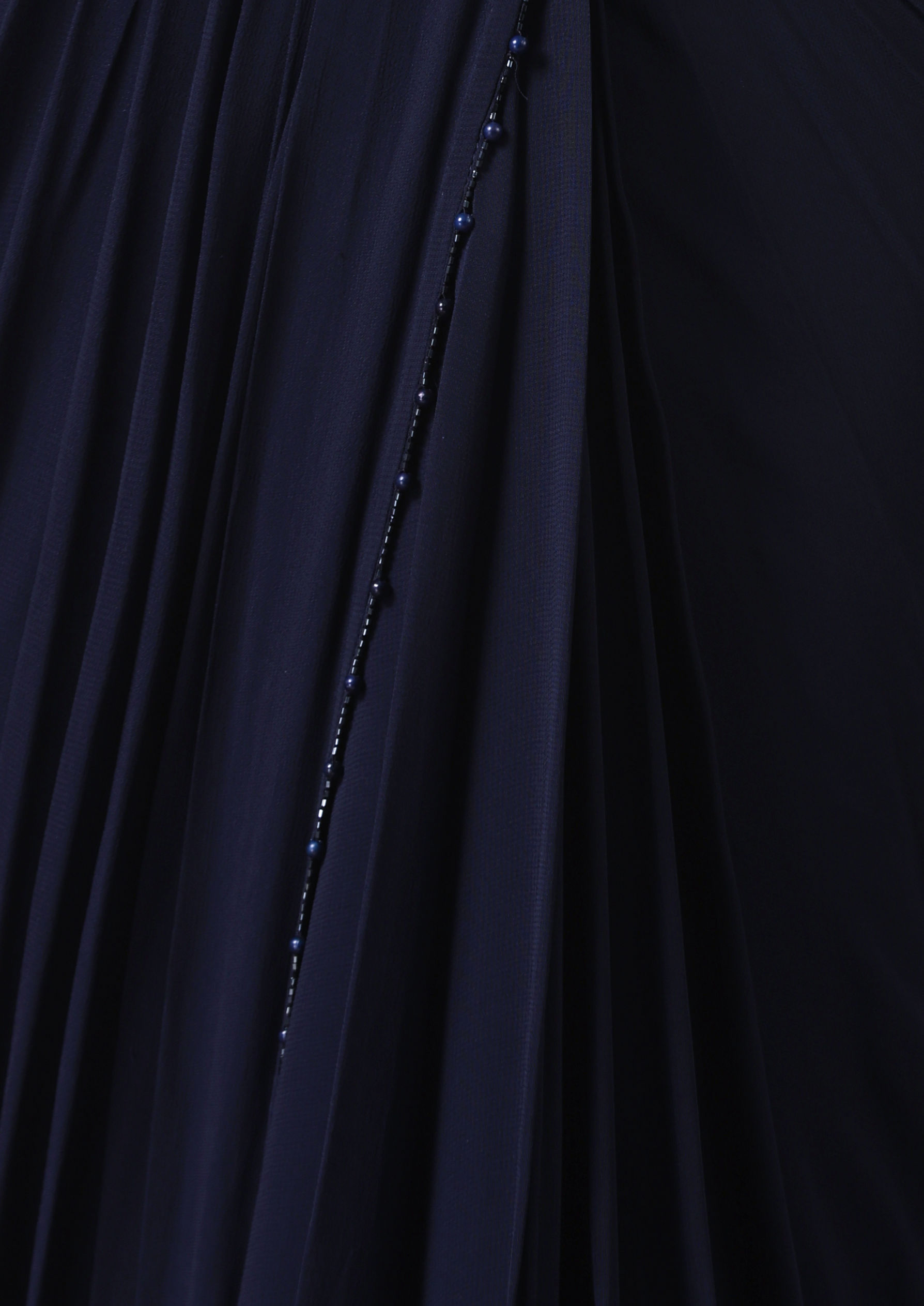 Twamev Women Midnight Elegance in Indigo Blue Georgette Saree