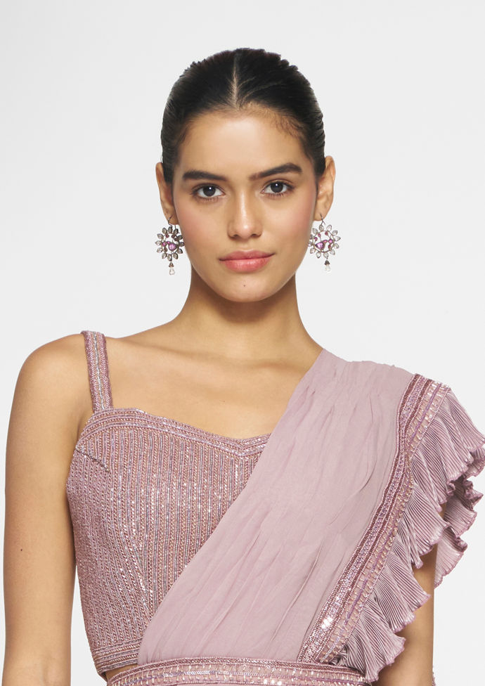 Twamev Women Radiant Purple Glamour Saree