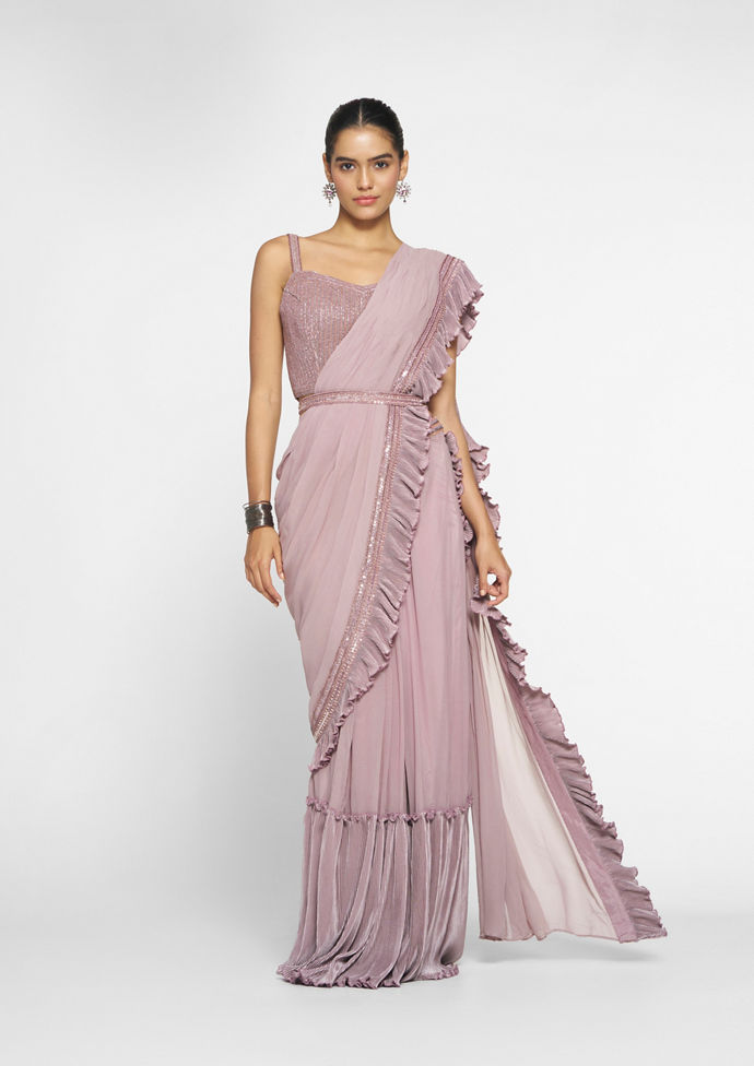 Twamev Women Radiant Purple Glamour Saree