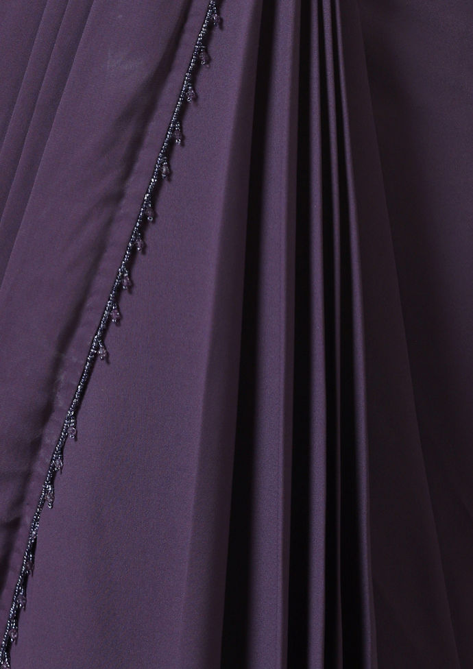Twamev Women Royal Purple Georgette Saree