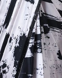 Twamev Women Black & Cream Satin Abstract Printed Draped Saree