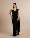 Black Georgette Bead Work Halter Neck Corset Draped Saree
