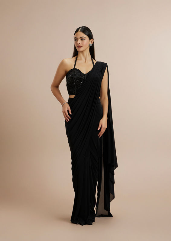 Twamev Women Black Celebration Saree