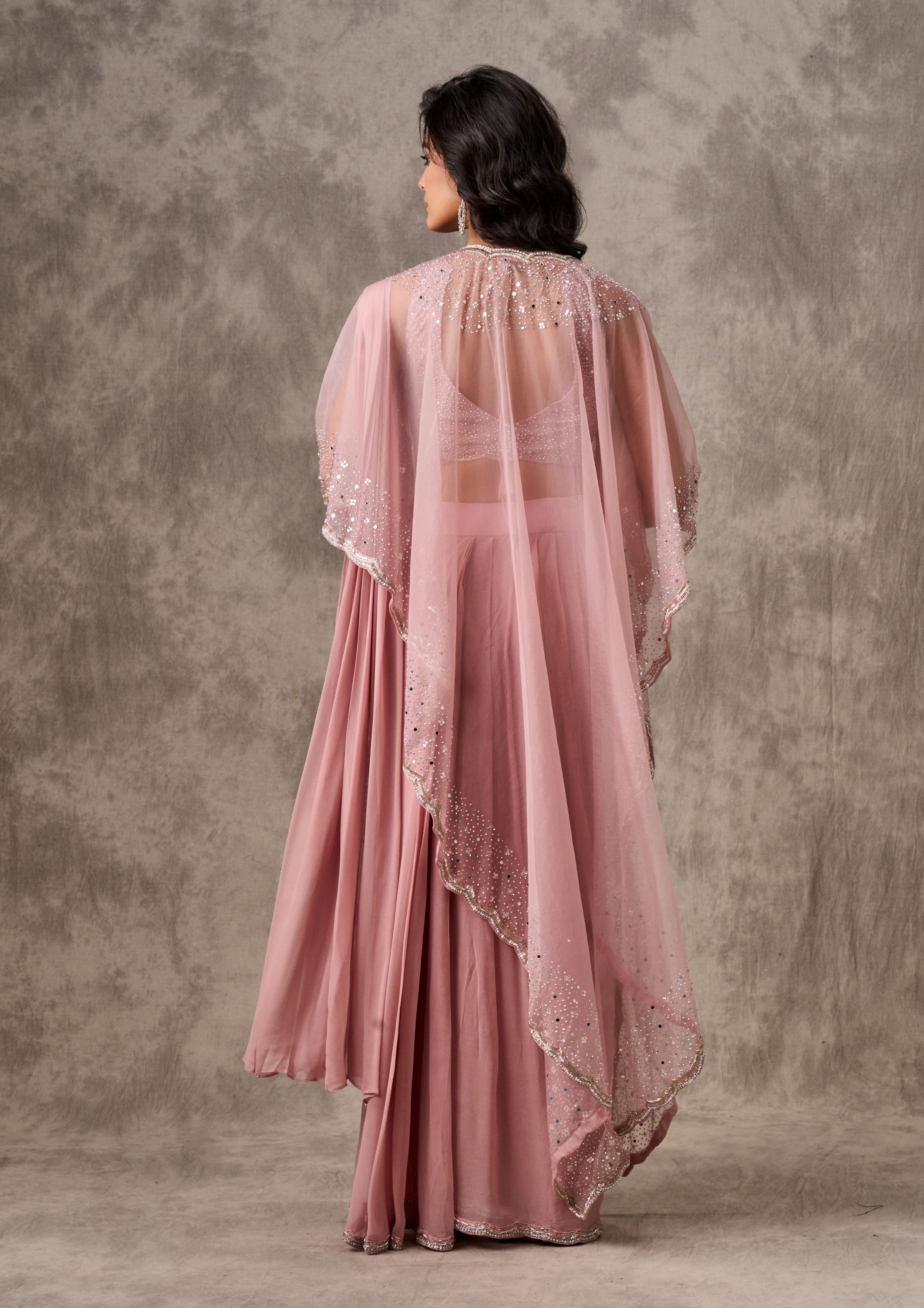 Twamev Women Pink Elegance Georgette Saree