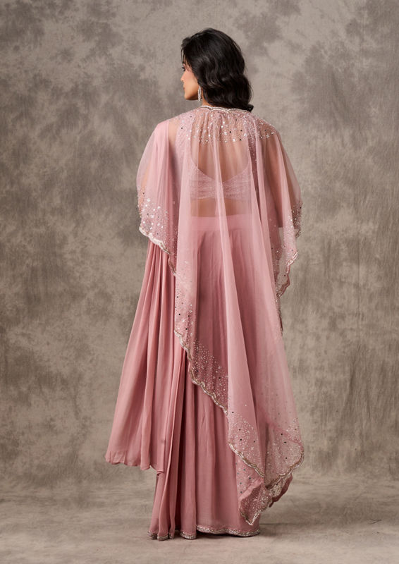 Twamev Women Pink Elegance Georgette Saree