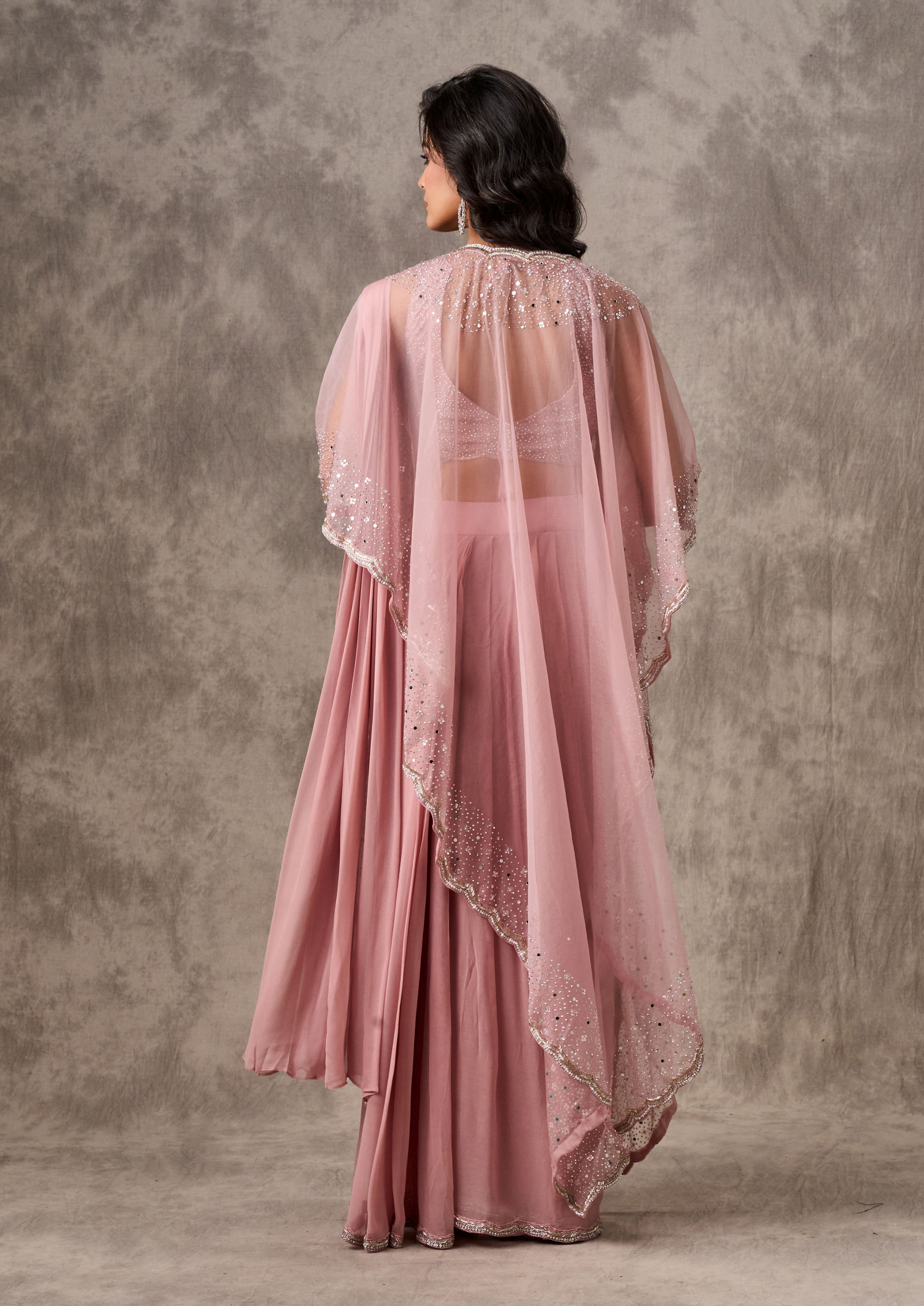Twamev Women Pink Elegance Georgette Saree