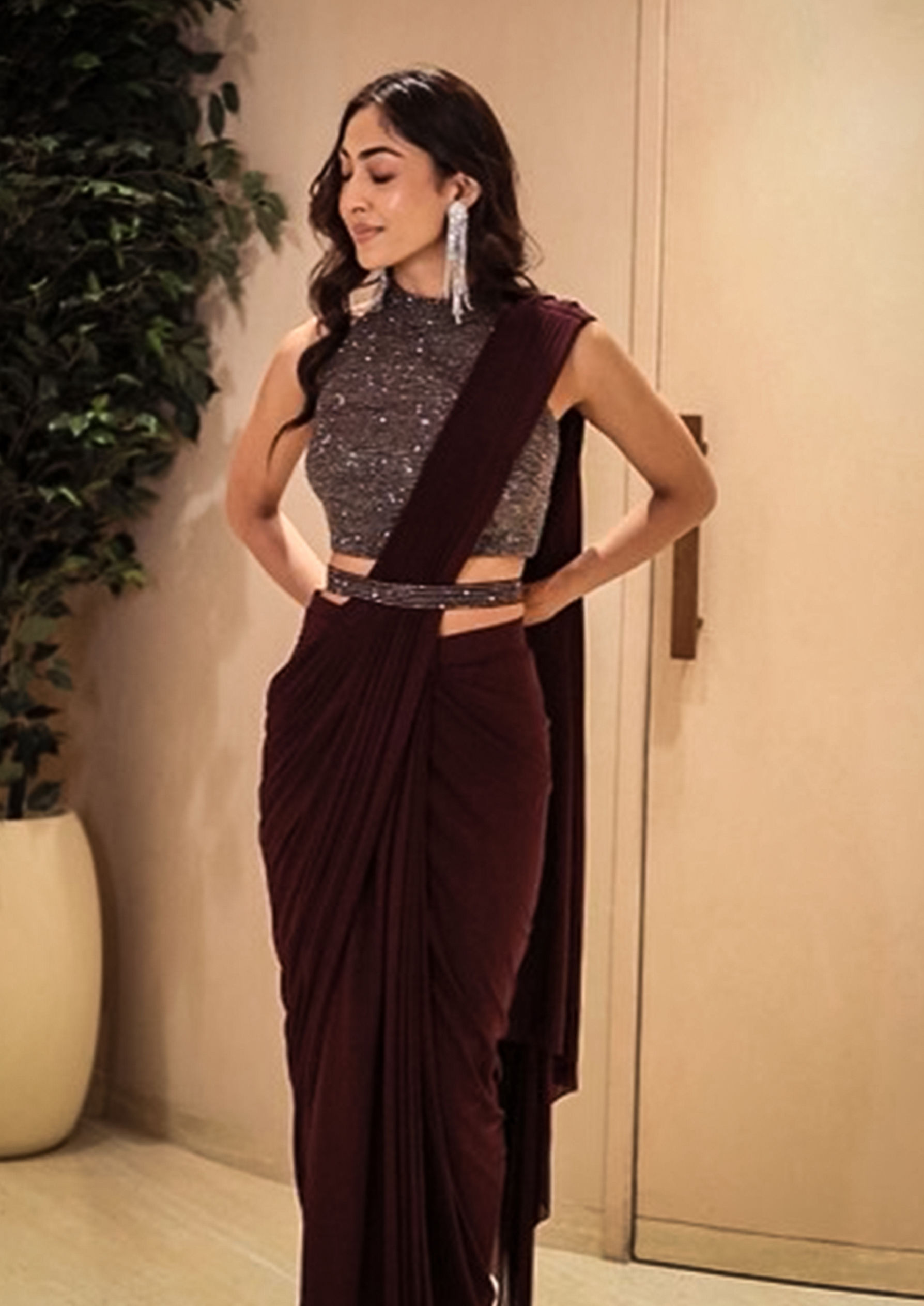 Twamev Women Regal Wine Elegance Saree