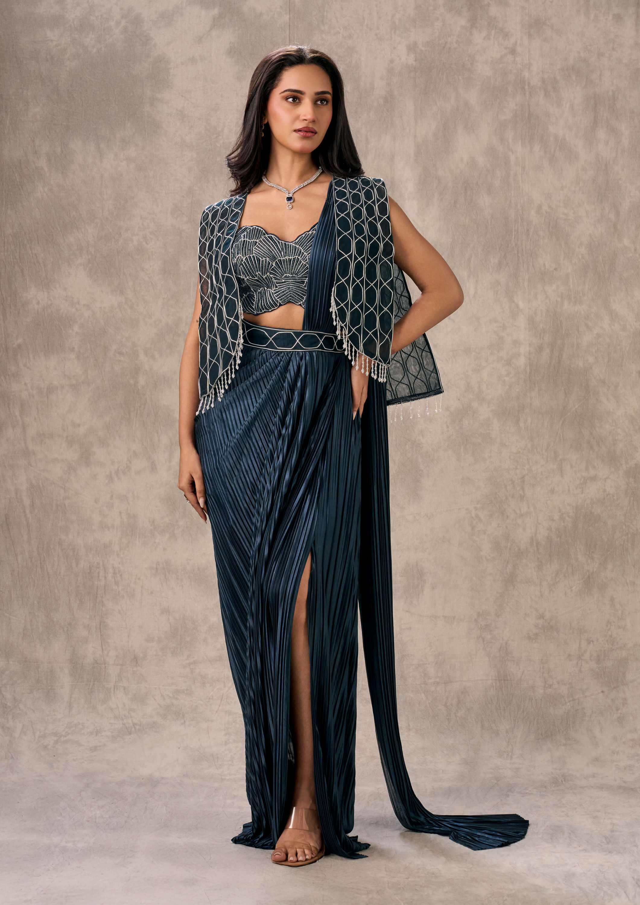 Twamev Women Blue Charm Elegance Saree