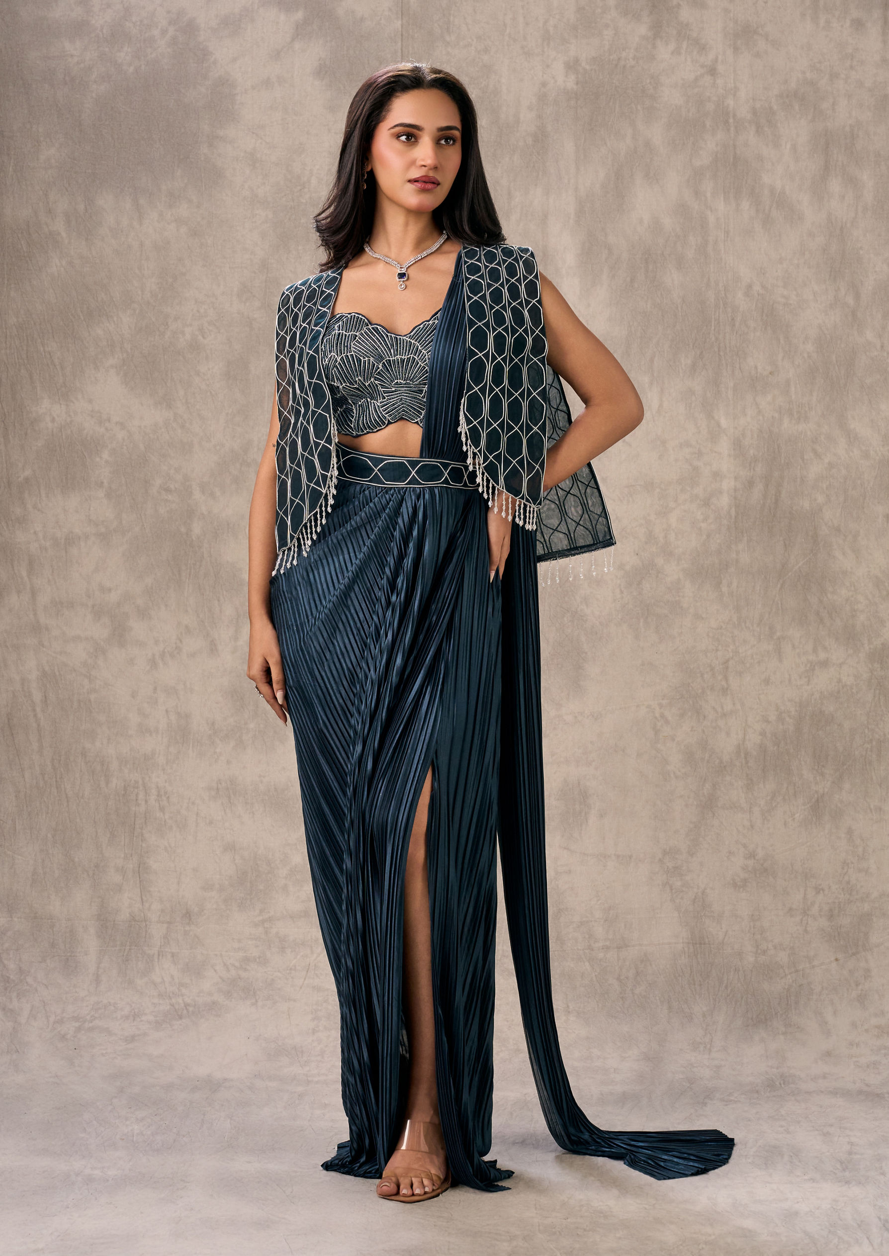Twamev Women Blue Charm Elegance Saree