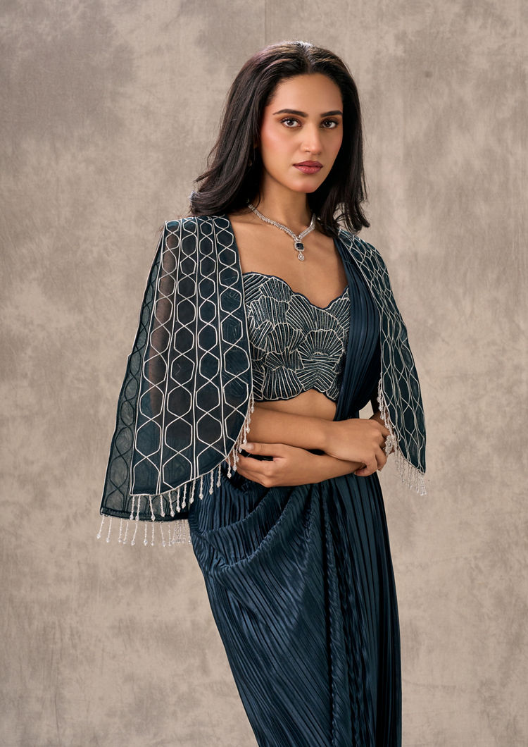 Twamev Women Blue Charm Elegance Saree