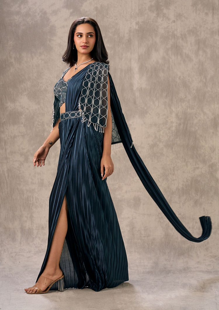Twamev Women Blue Charm Elegance Saree