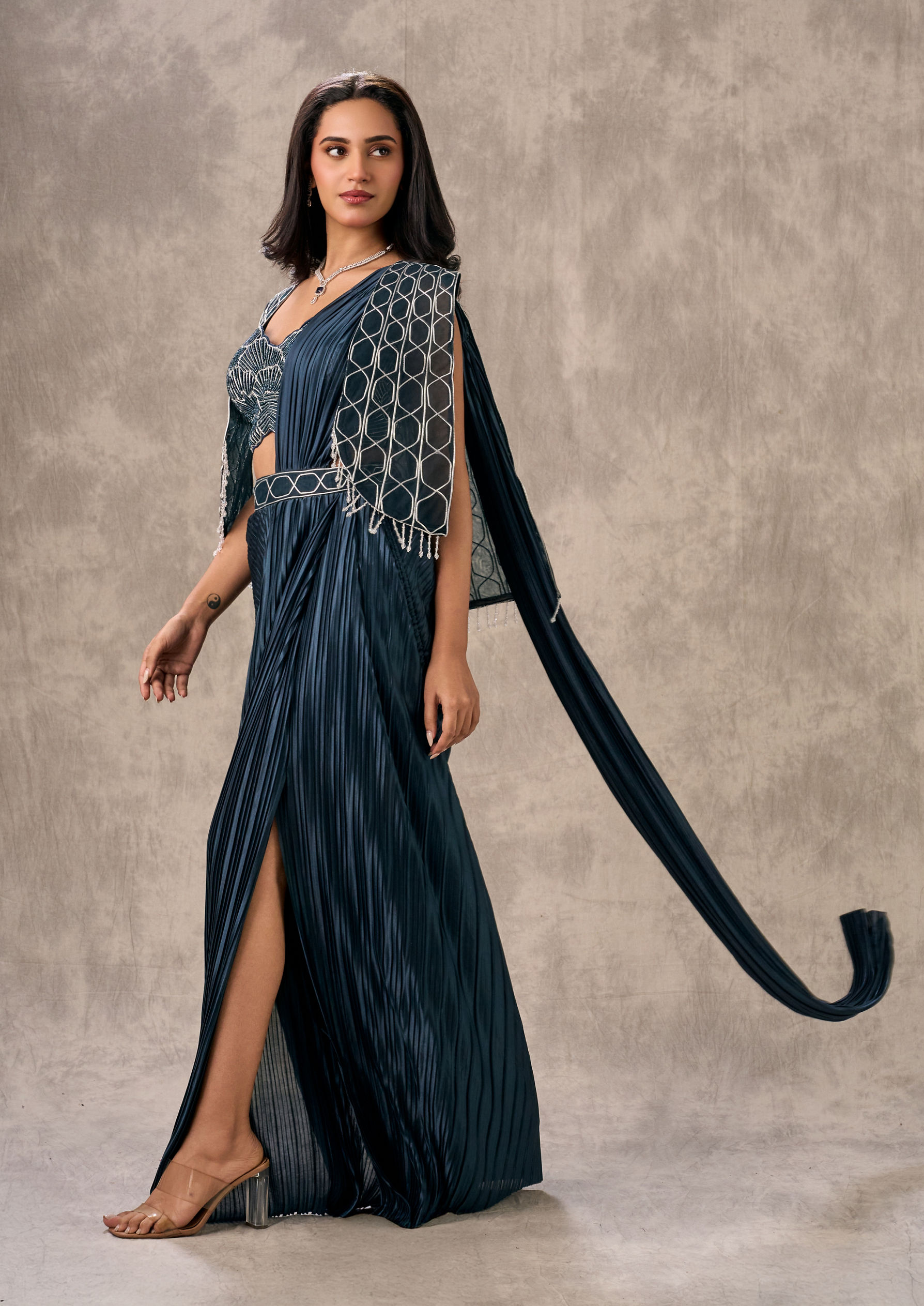 Twamev Women Blue Charm Elegance Saree