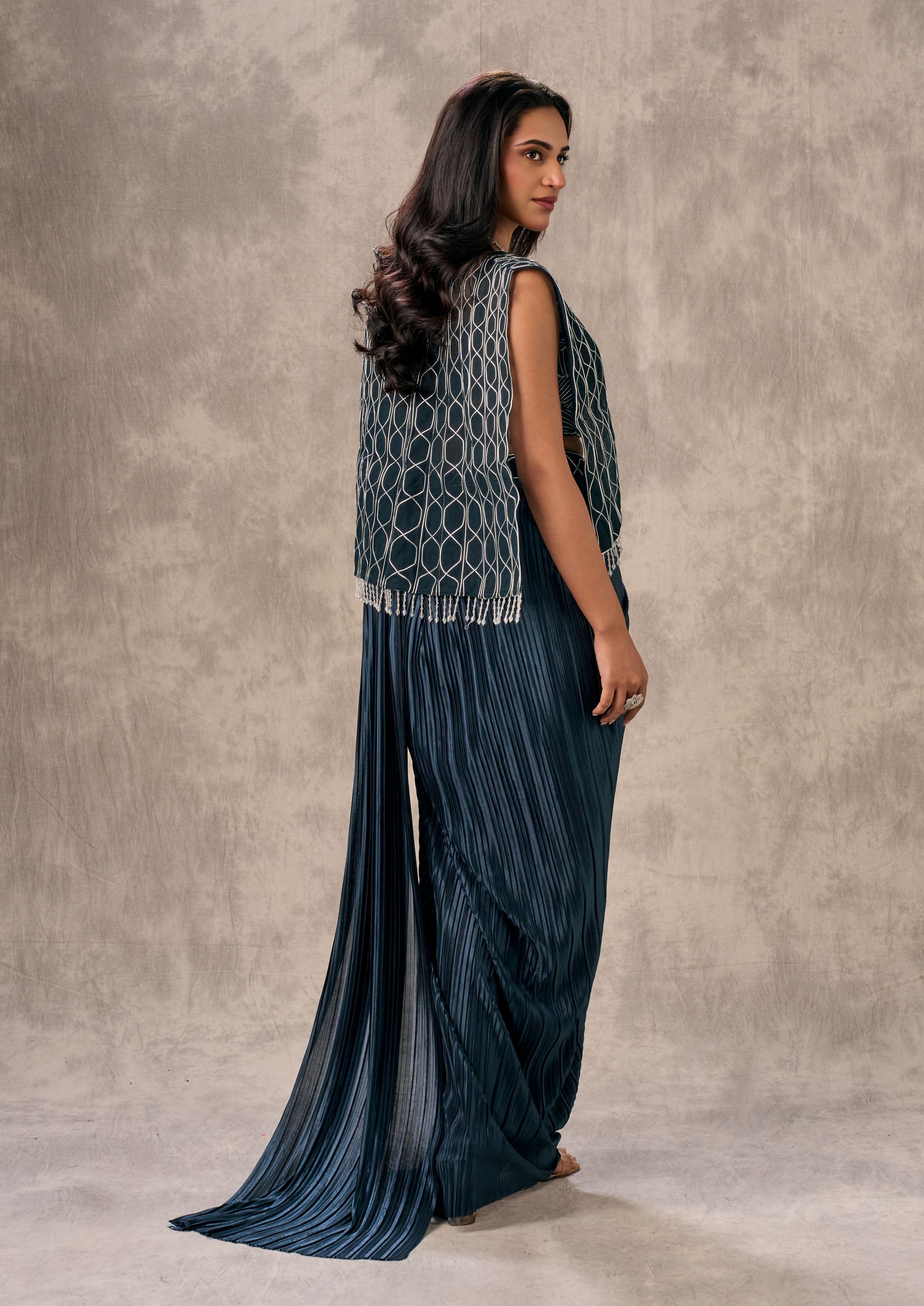 Twamev Women Blue Charm Elegance Saree