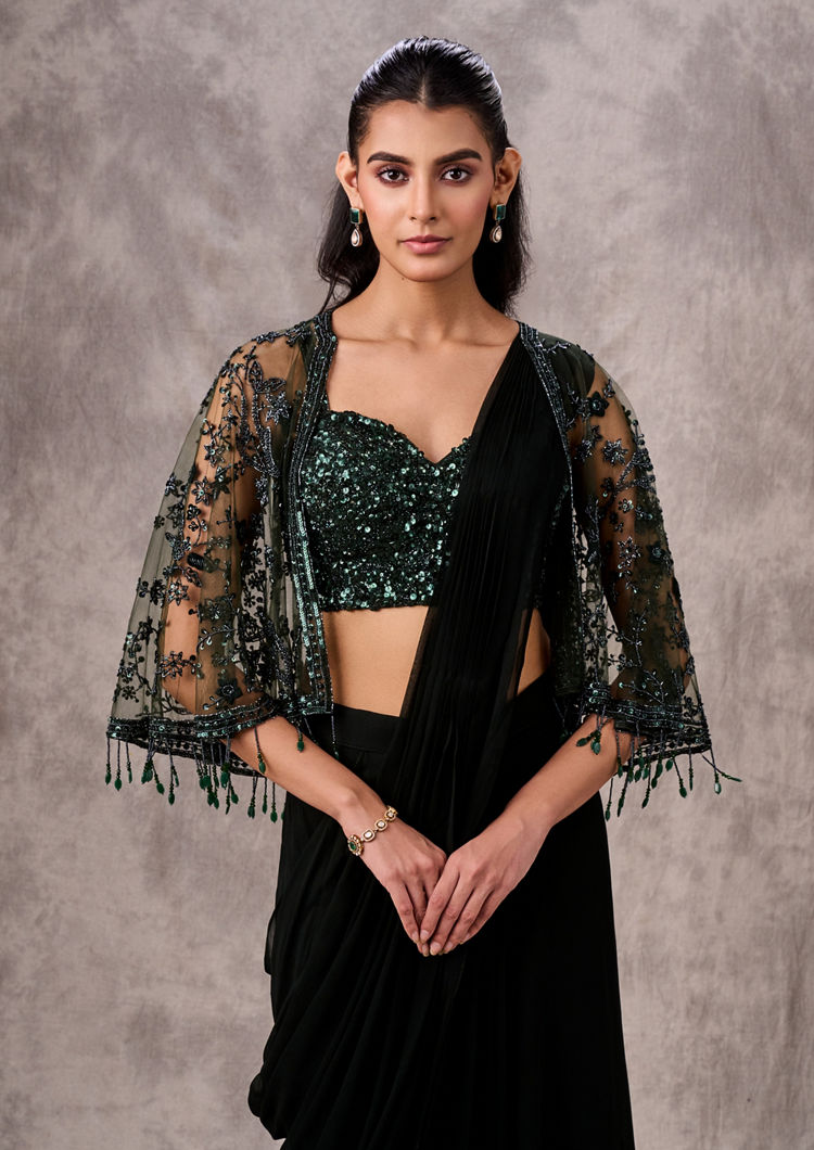 Twamev Women Emerald Elegance Georgette Saree
