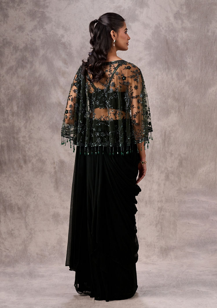 Twamev Women Emerald Elegance Georgette Saree